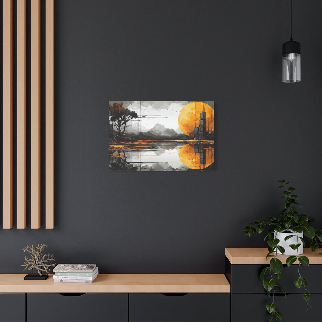 Autumn Lake Moon Matte Canvas Print — Stretched 1.25"