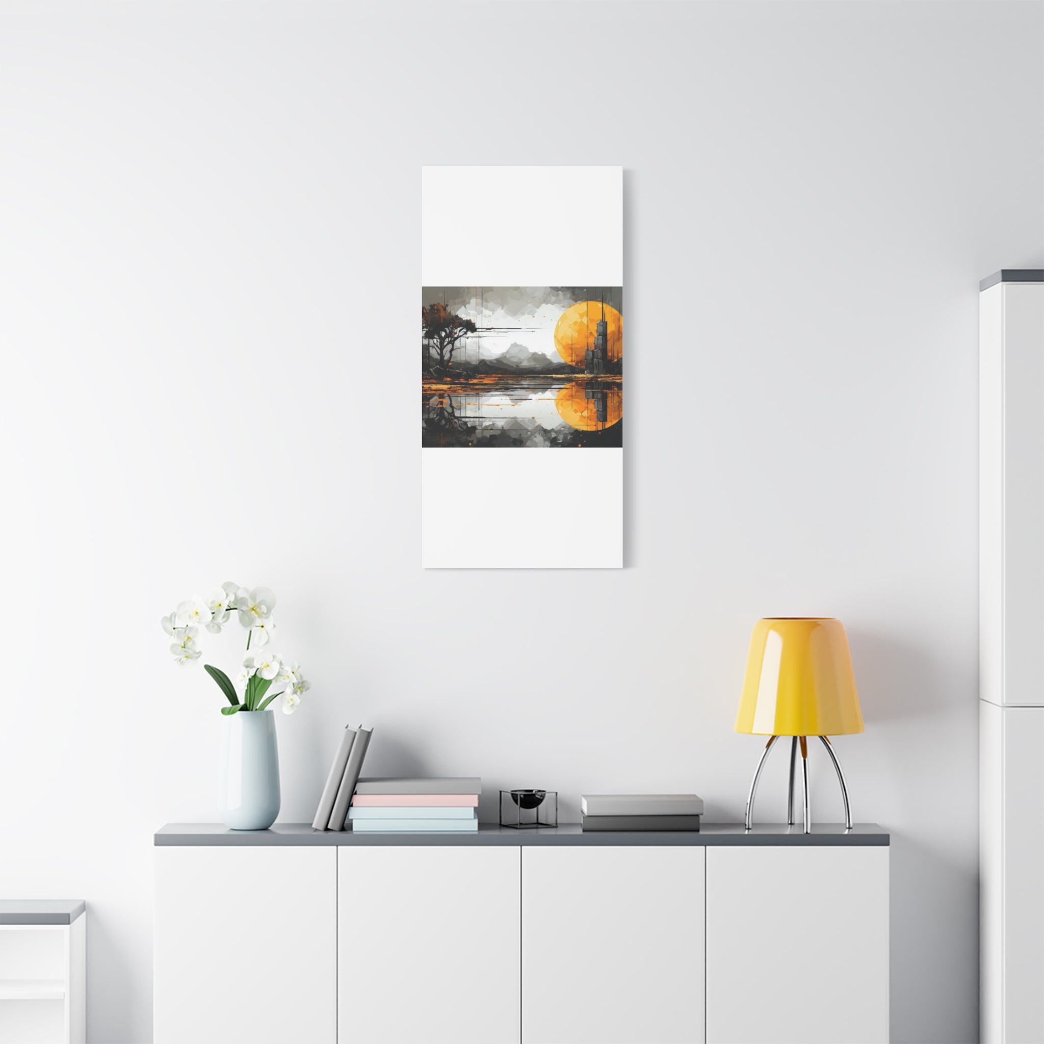 Autumn Lake Moon Matte Canvas Print — Stretched 1.25"