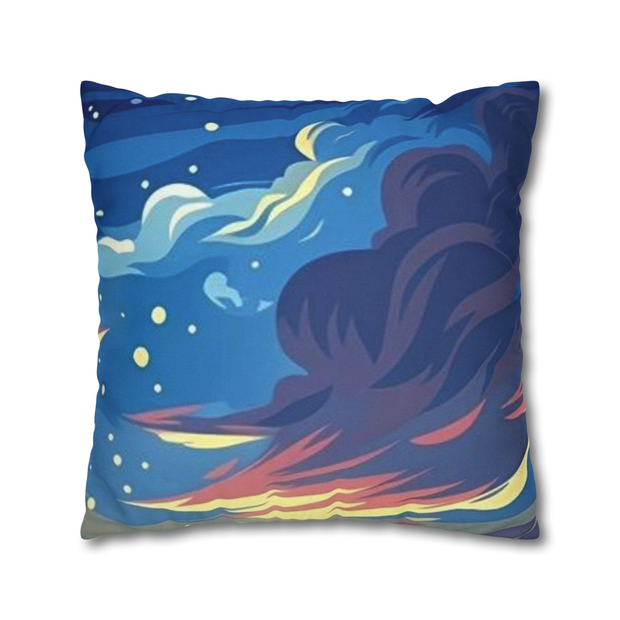Aurora Flame Decorative Pillowcase — Abstract Night Sky Throw Pillow Cover