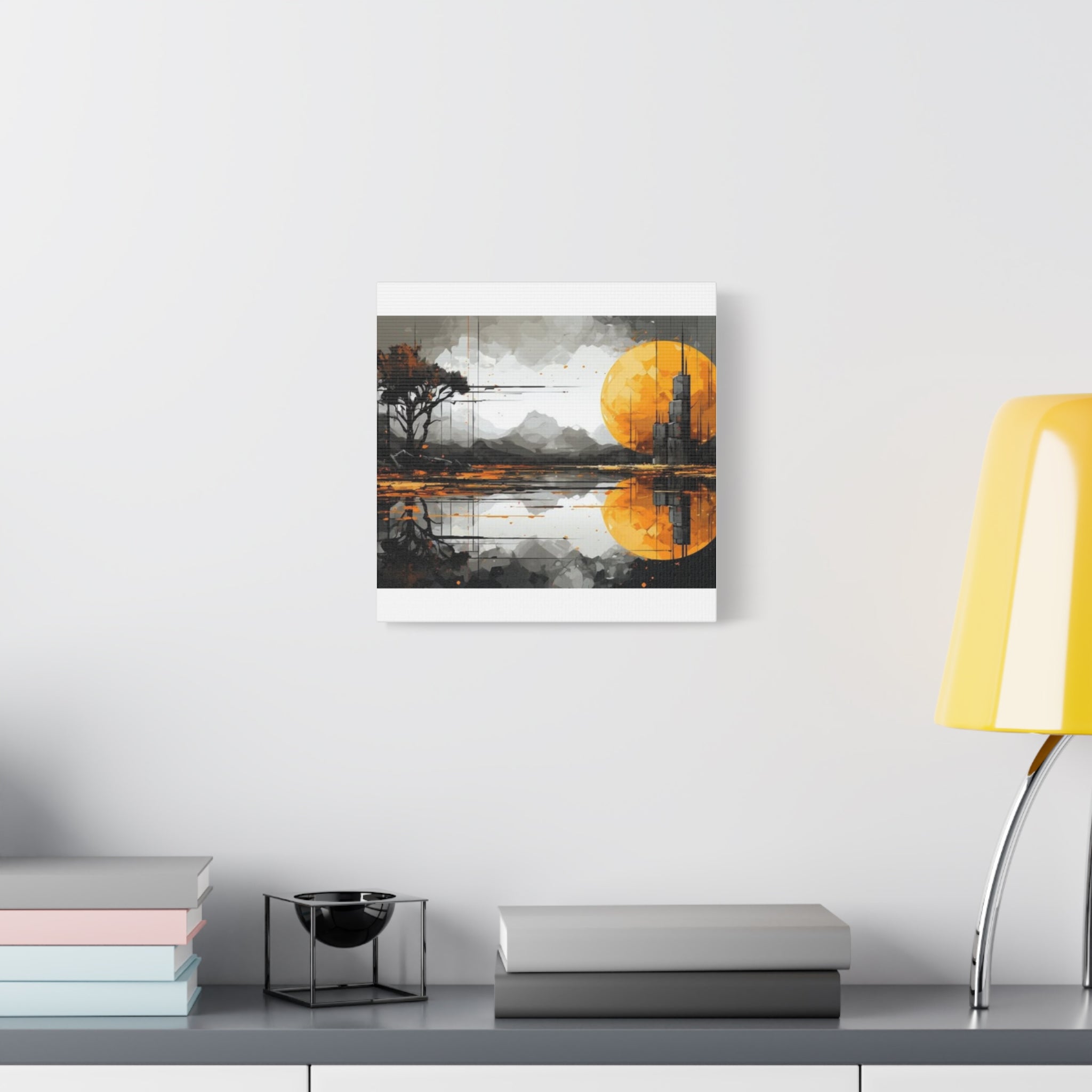 Autumn Lake Moon Matte Canvas Print — Stretched 1.25"