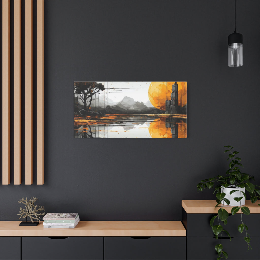 Autumn Lake Moon Matte Canvas Print — Stretched 1.25"