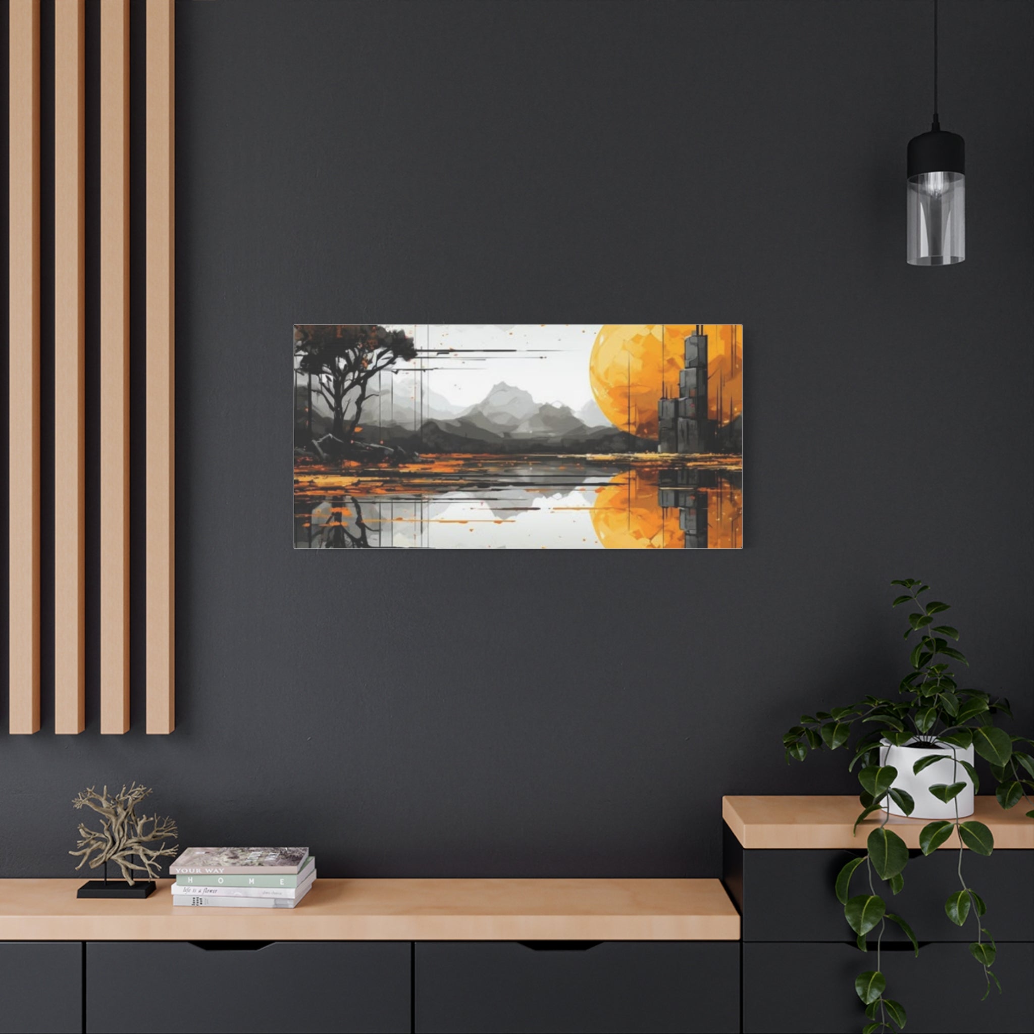 Autumn Lake Moon Matte Canvas Print — Stretched 1.25"