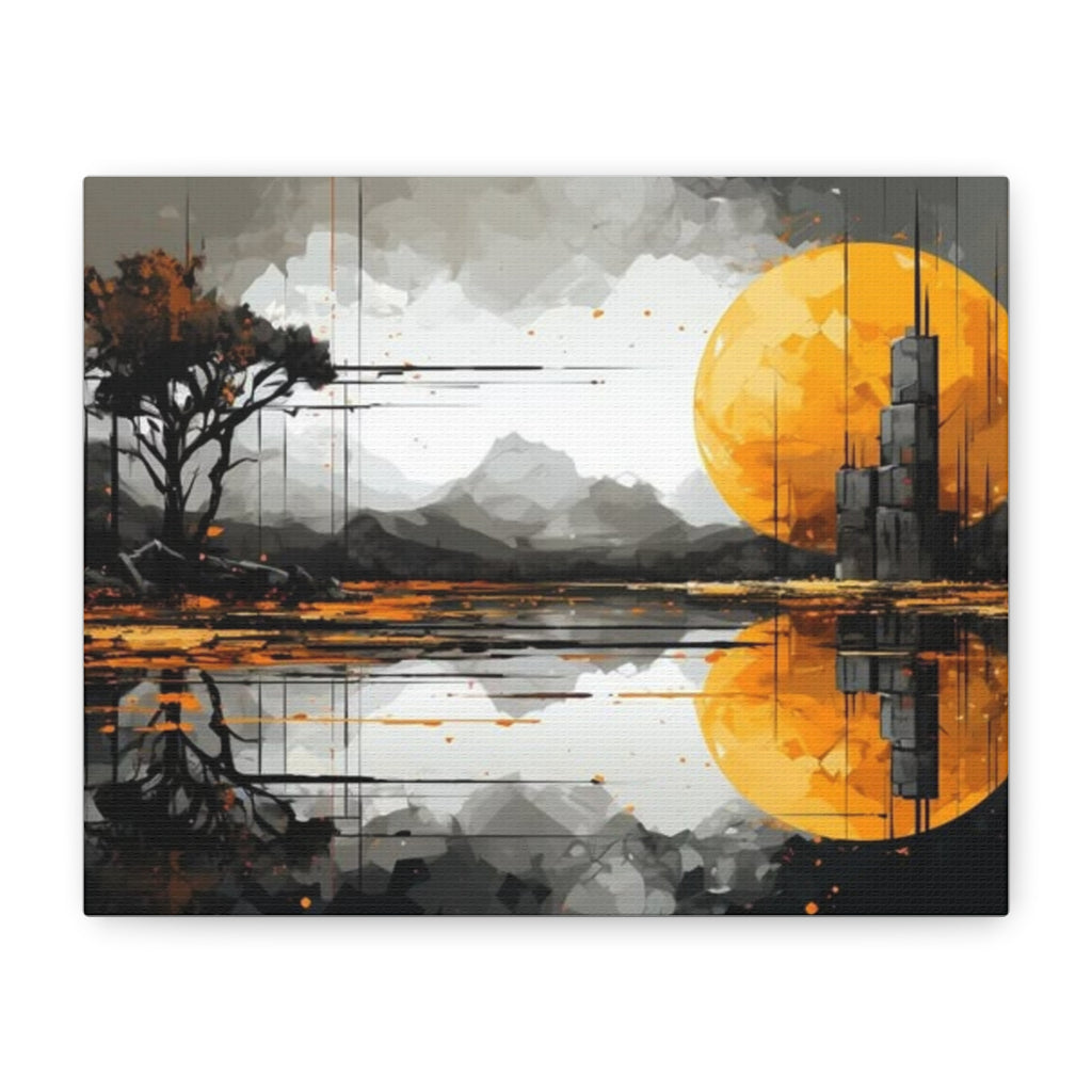 Autumn Lake Moon Matte Canvas Print — Stretched 1.25"