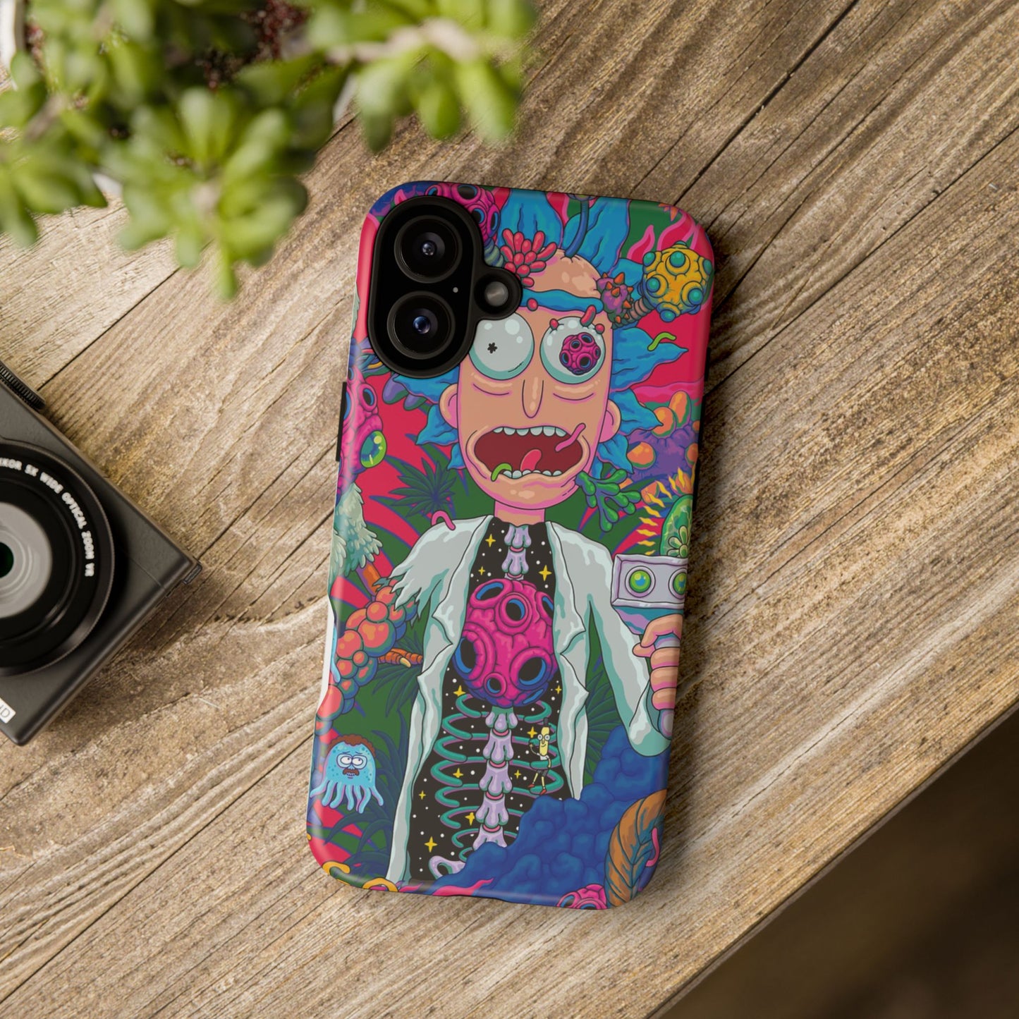 Rick and Morty Psychedelic iPhone Tough Case – Colorful Cartoon Science Design