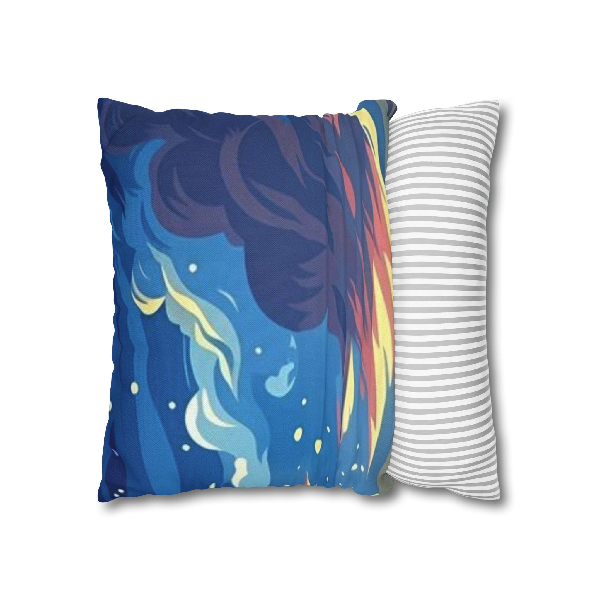 Aurora Flame Decorative Pillowcase — Abstract Night Sky Throw Pillow Cover