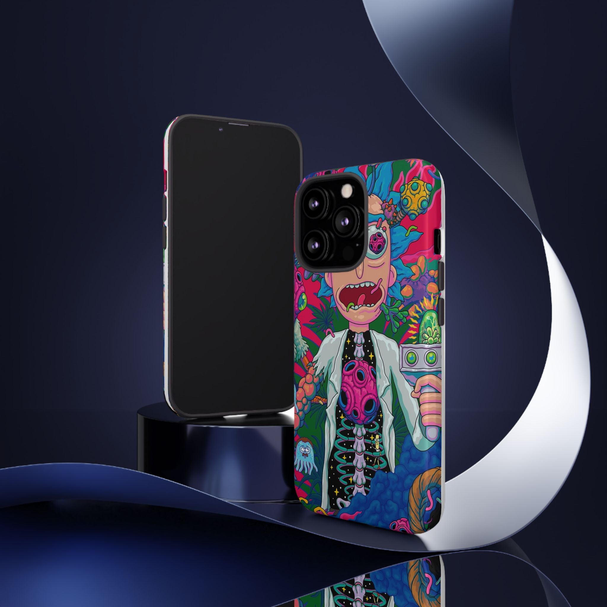 Rick and Morty Psychedelic iPhone Tough Case – Colorful Cartoon Science Design