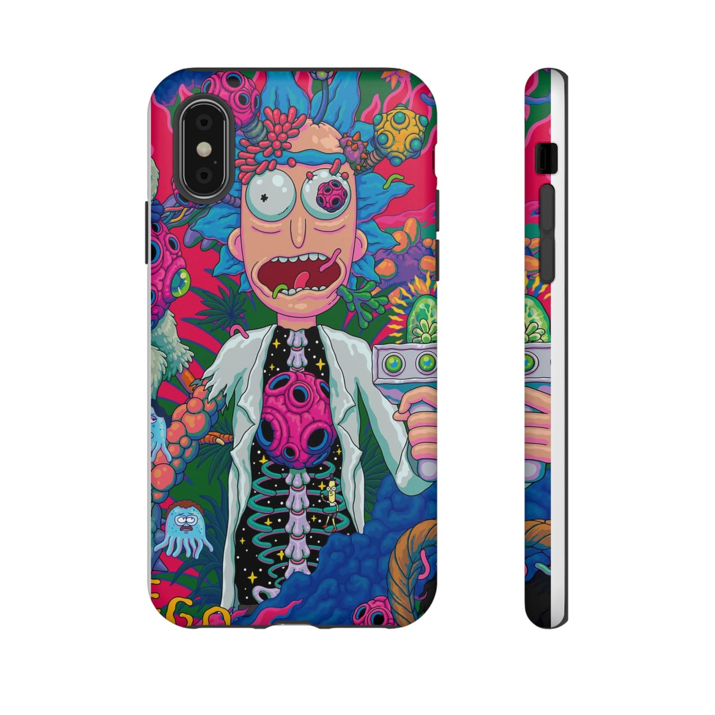 Rick and Morty Psychedelic iPhone Tough Case – Colorful Cartoon Science Design