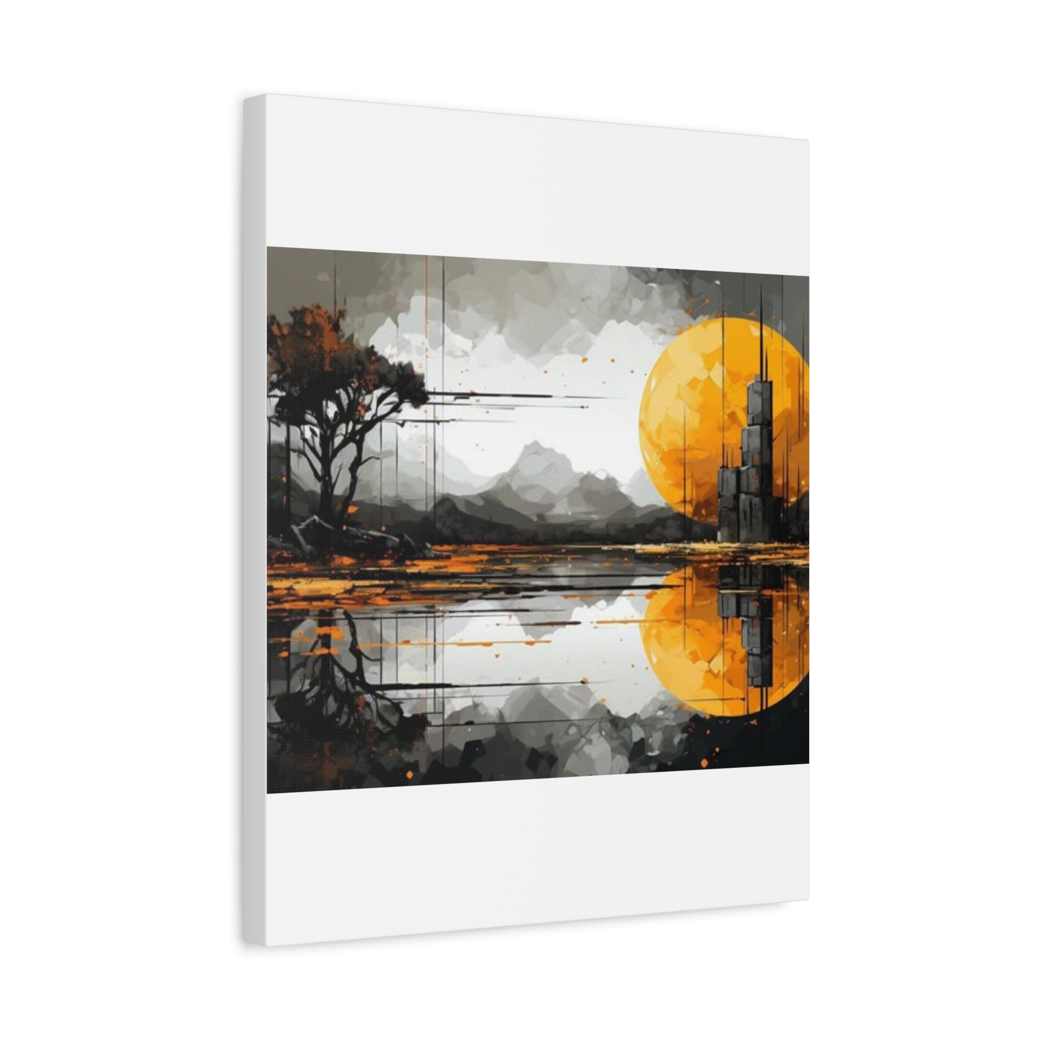 Autumn Lake Moon Matte Canvas Print — Stretched 1.25"