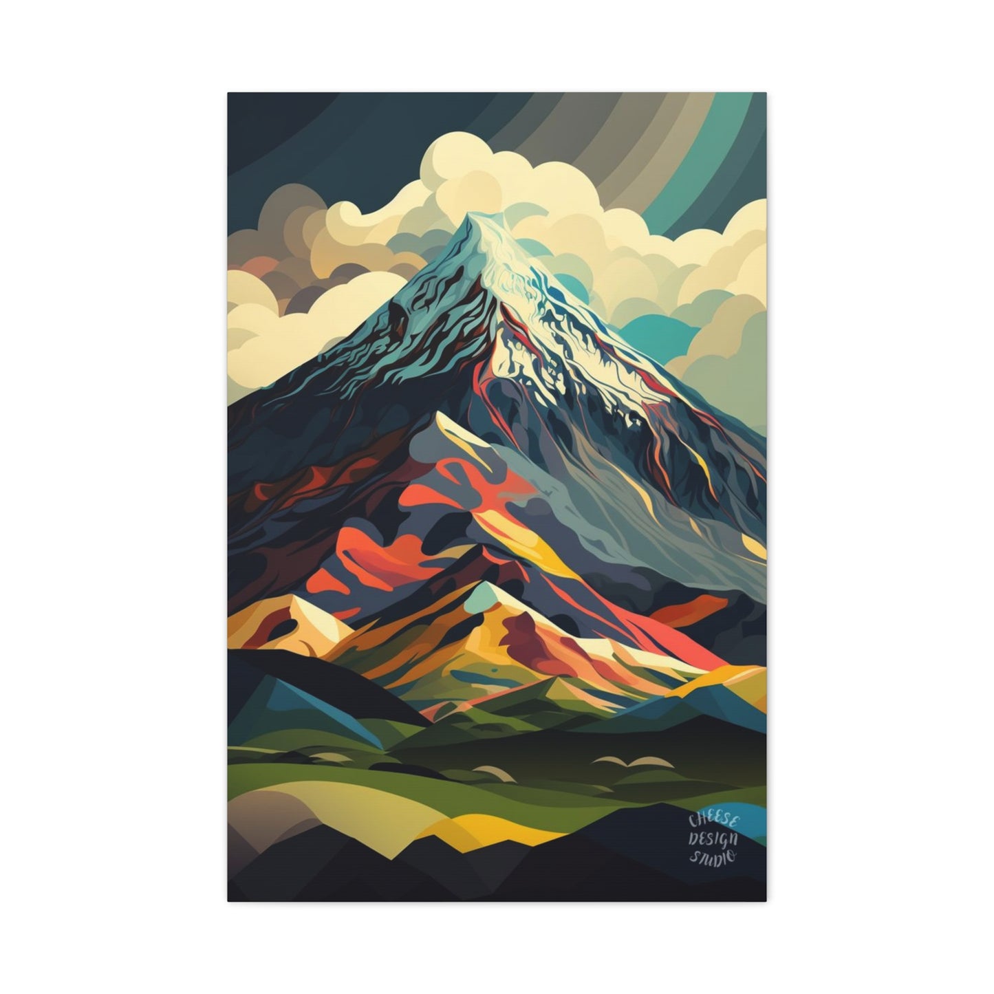 Abstract Mountain Landscape Matte Canvas Print — Stretched Wall Art
