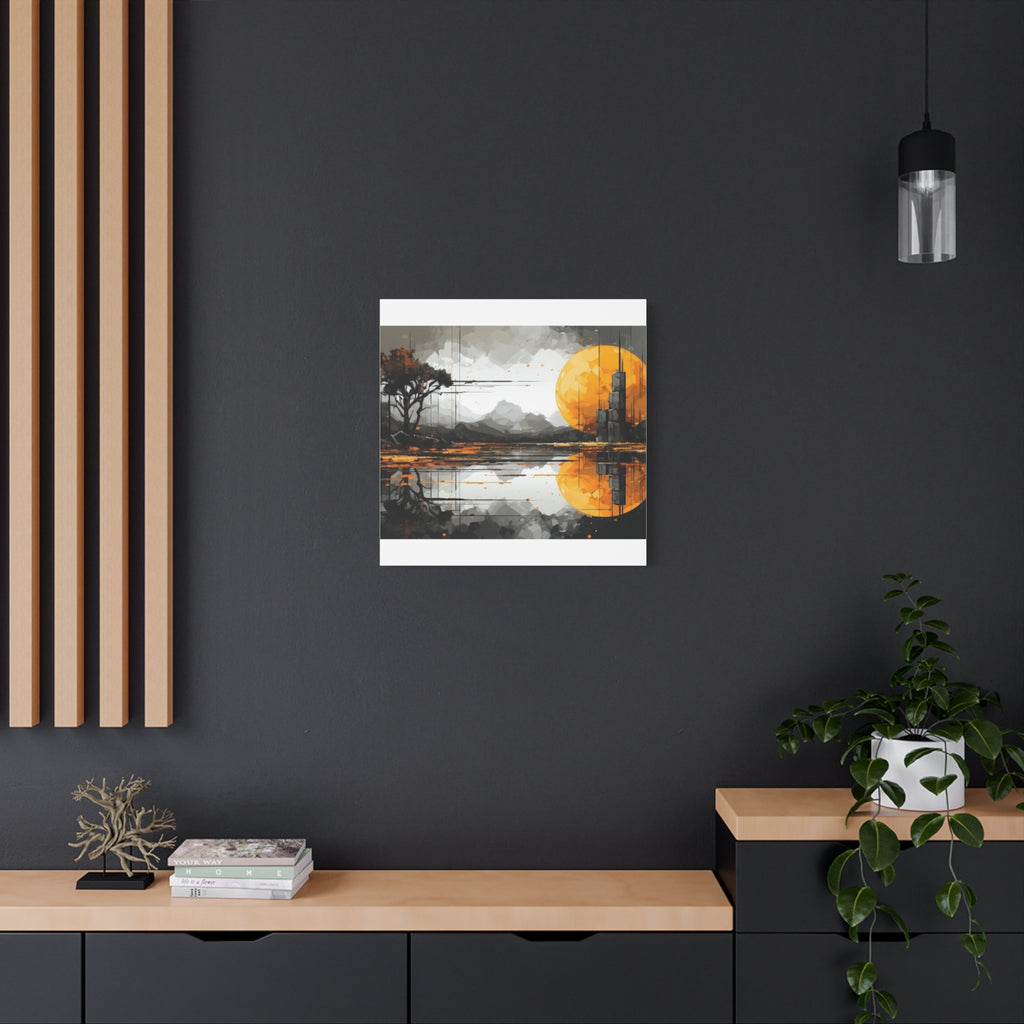 Autumn Lake Moon Matte Canvas Print — Stretched 1.25"