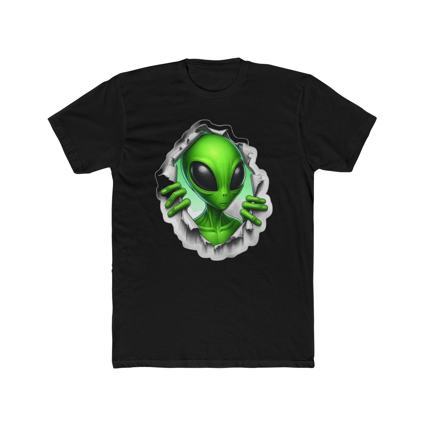 Alien Peeking Tee — Green Extraterrestrial Graphic T-Shirt