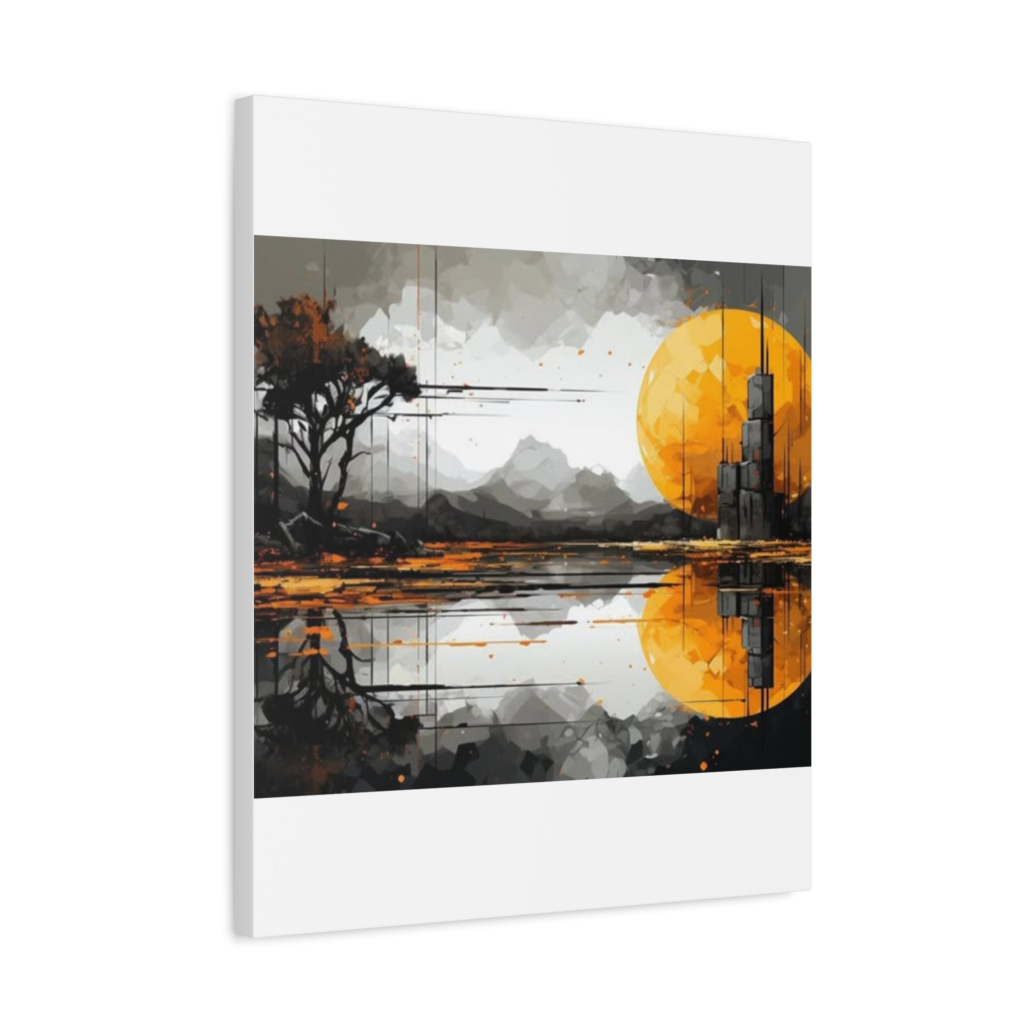 Autumn Lake Moon Matte Canvas Print — Stretched 1.25"