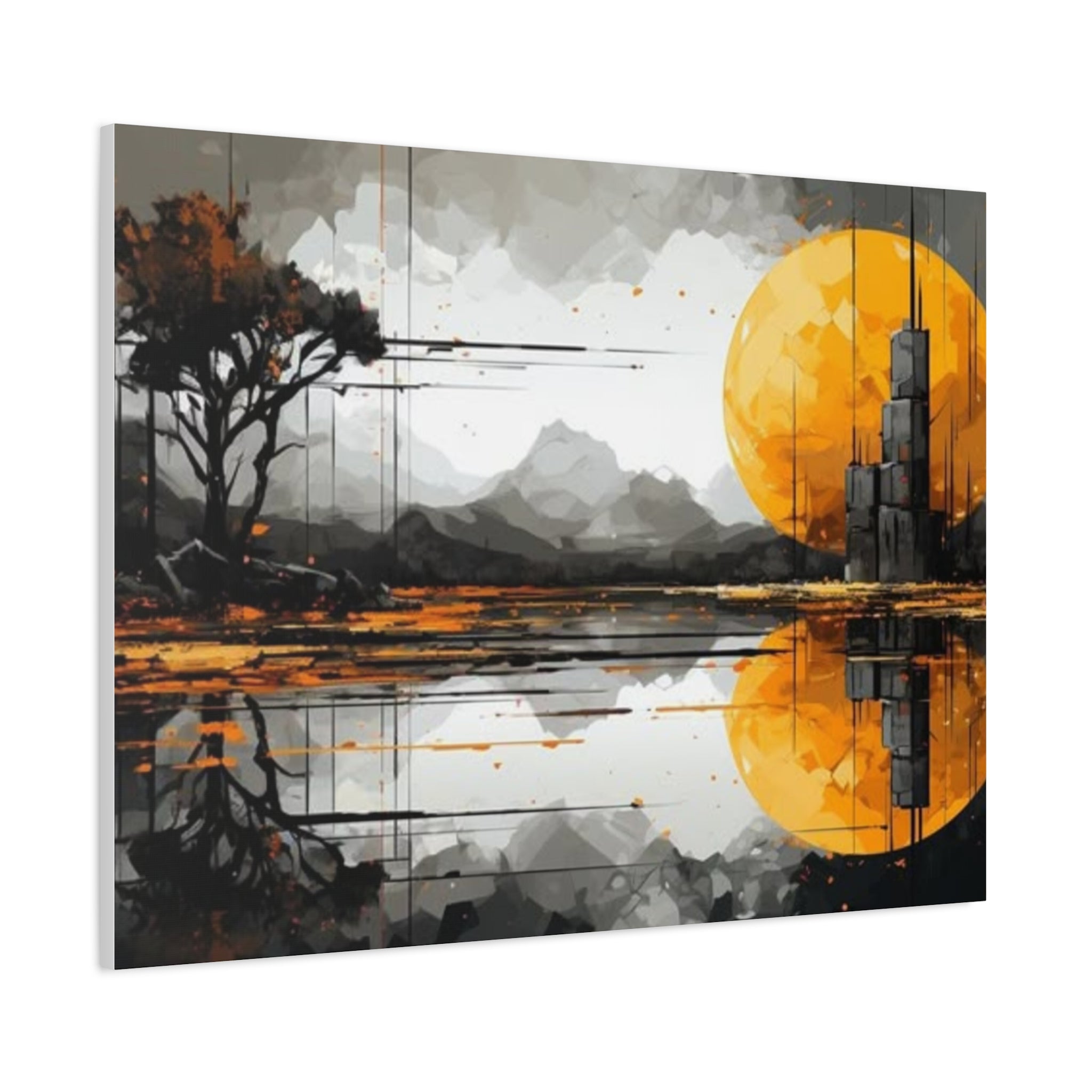 Autumn Lake Moon Matte Canvas Print — Stretched 1.25"