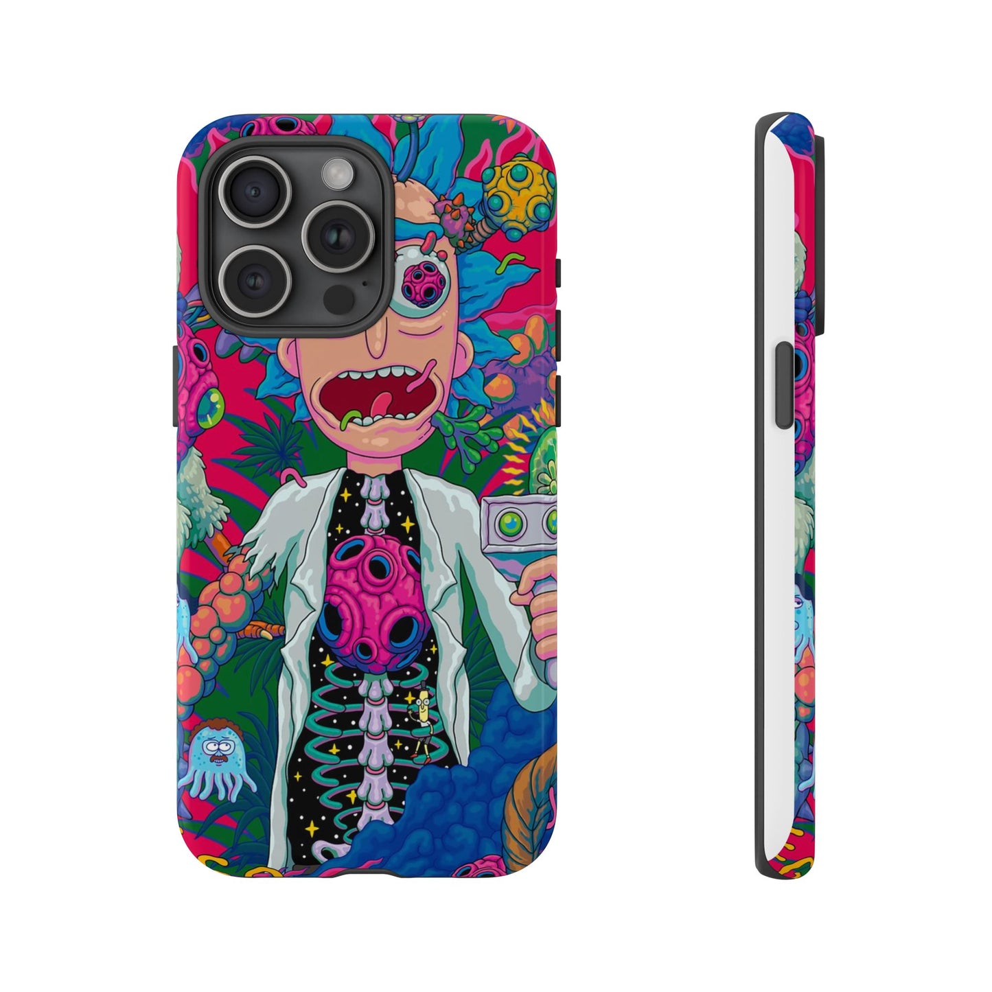 Rick and Morty Psychedelic iPhone Tough Case – Colorful Cartoon Science Design