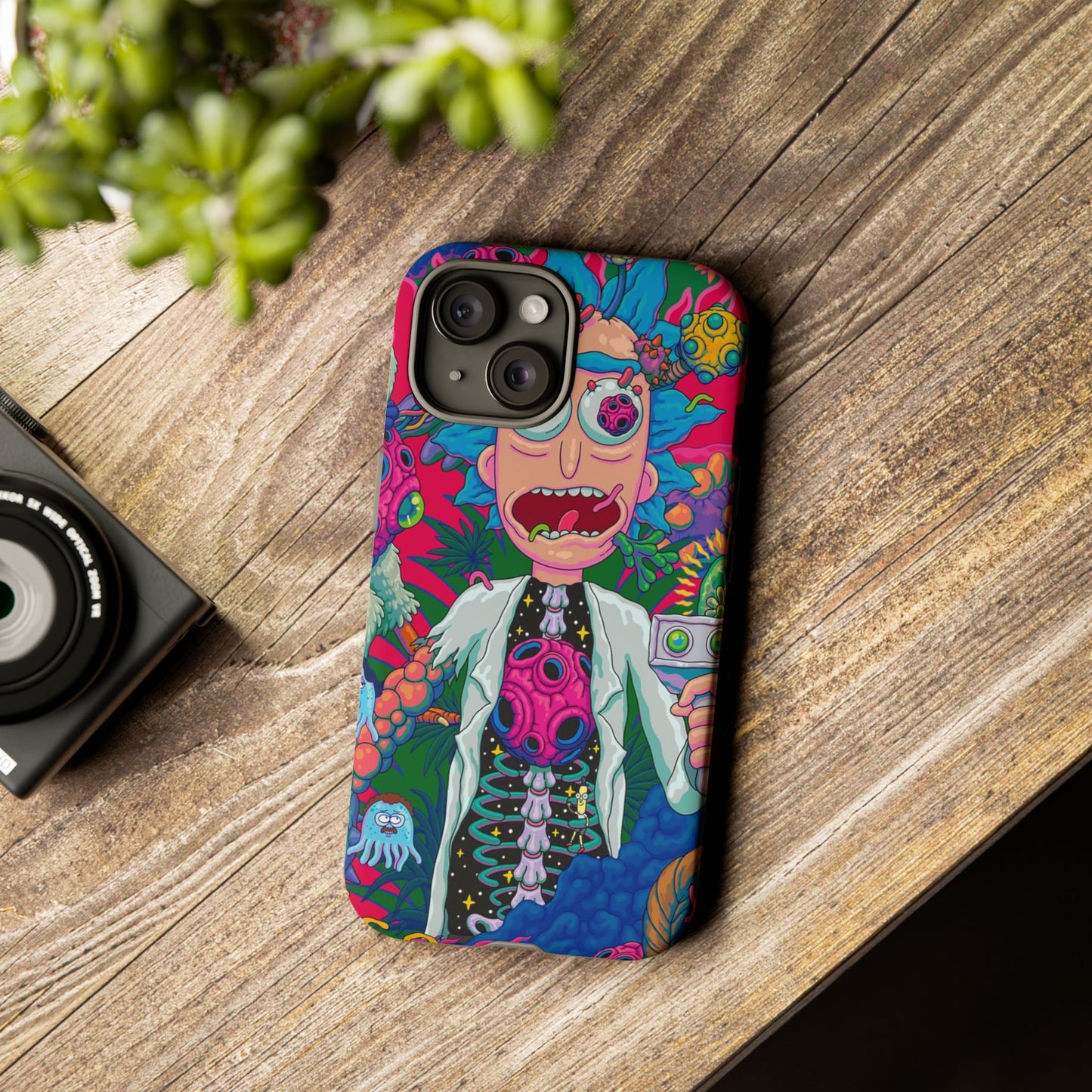 Rick and Morty Psychedelic iPhone Tough Case – Colorful Cartoon Science Design