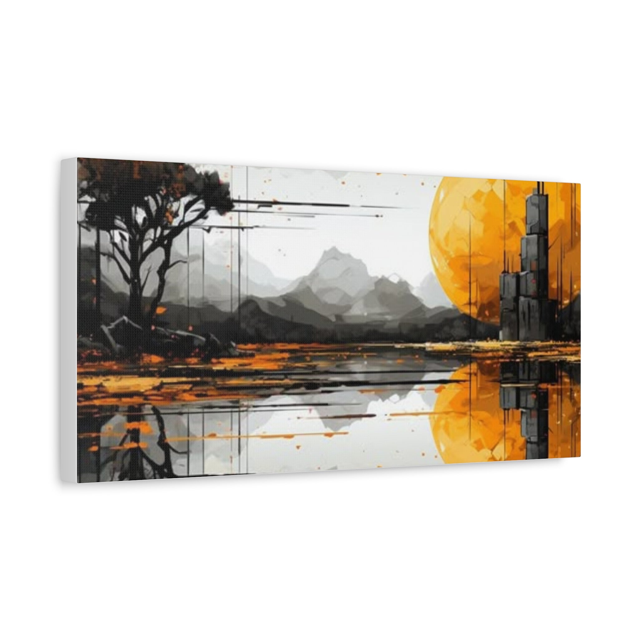 Autumn Lake Moon Matte Canvas Print — Stretched 1.25"