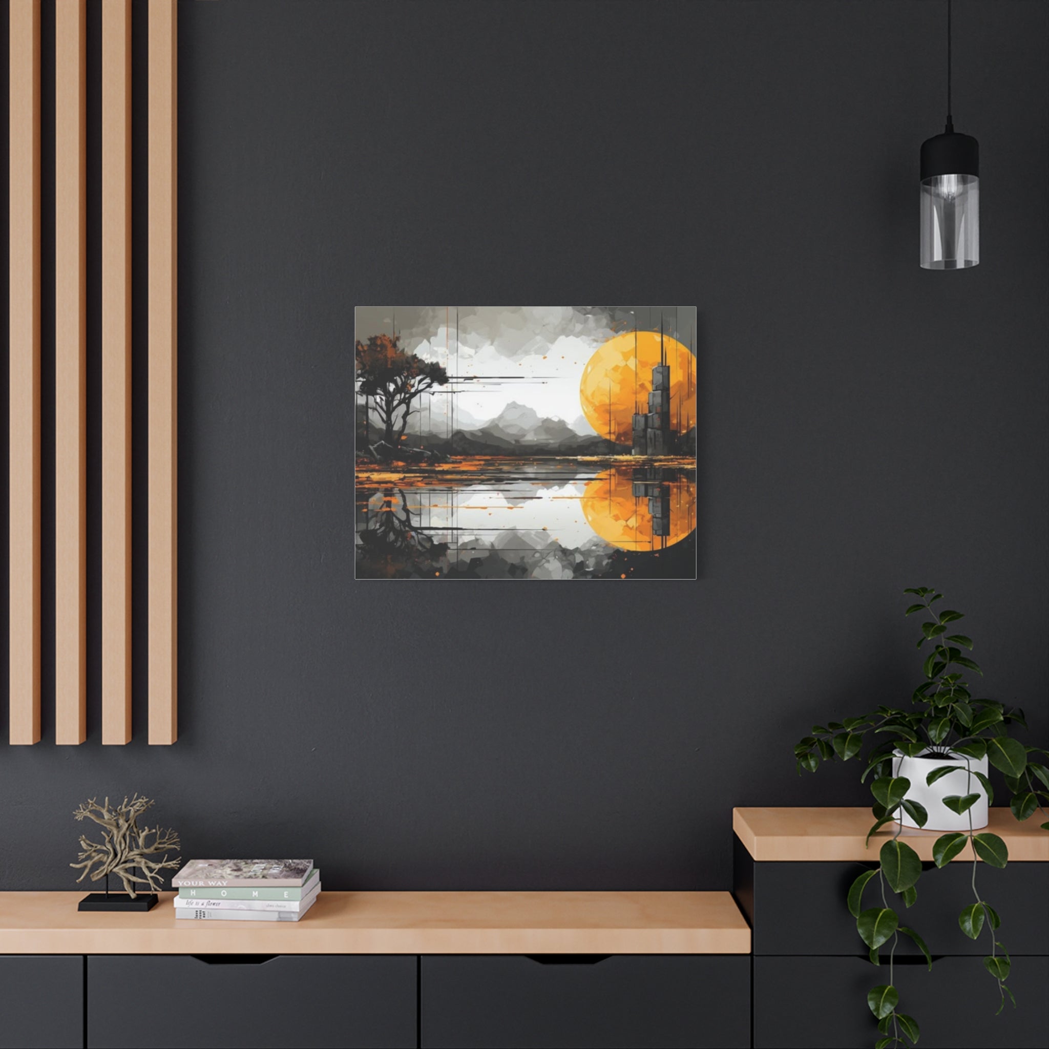 Autumn Lake Moon Matte Canvas Print — Stretched 1.25"