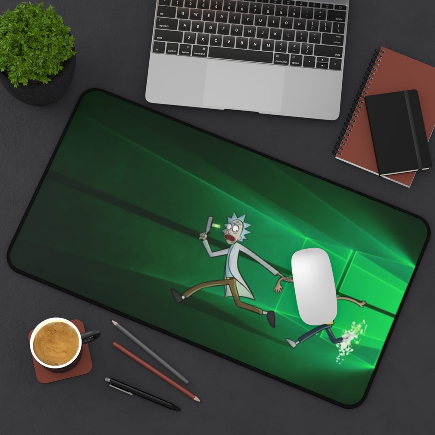Rick and Morty Portal Chase Desk Mat — Sci‑Fi Cartoon Mouse Pad for Gamers & Fans
