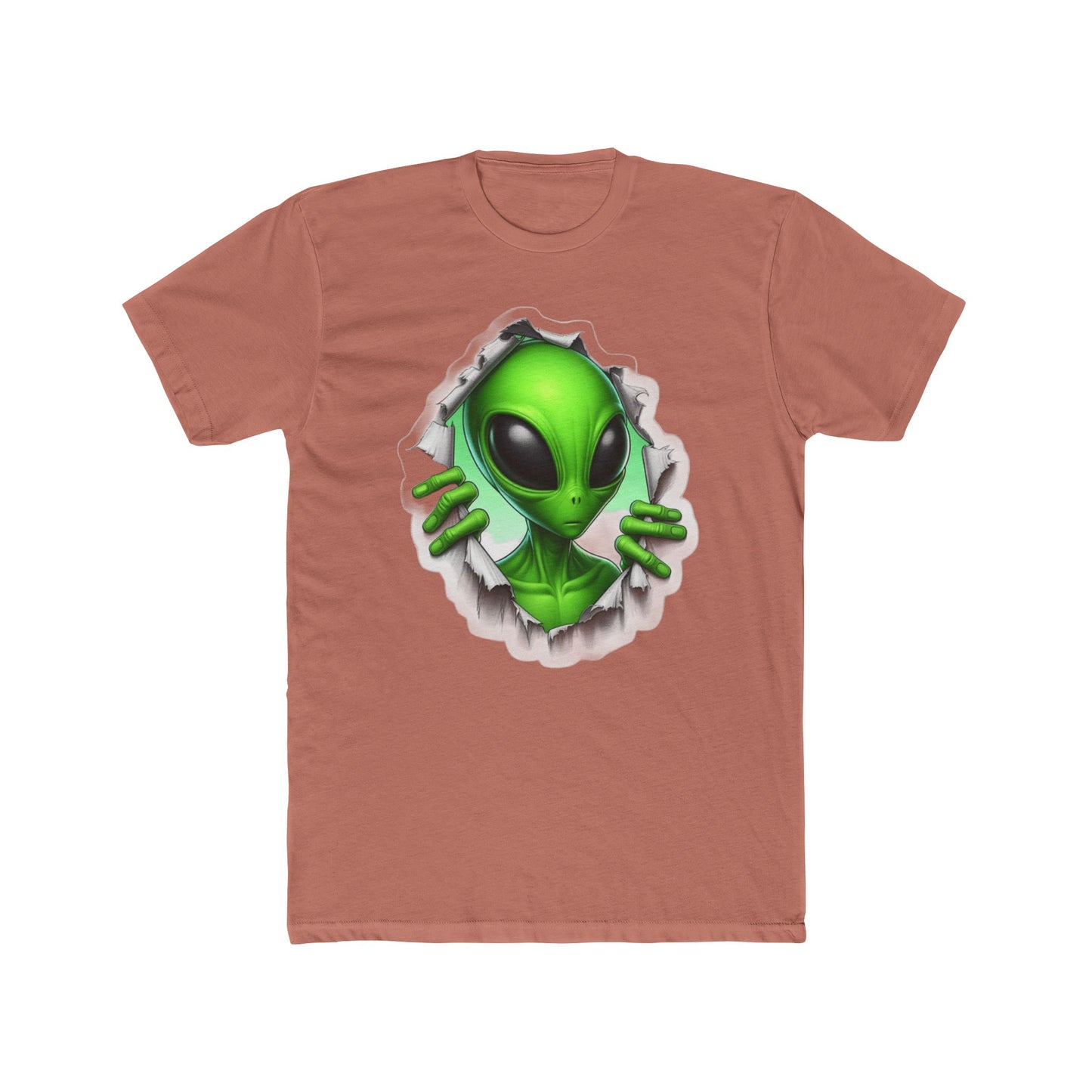 Alien Peeking Tee — Green Extraterrestrial Graphic T-Shirt