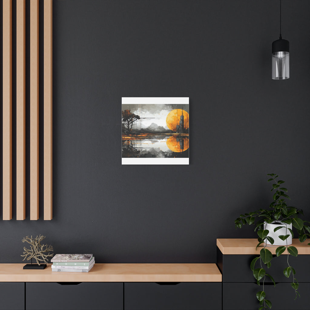Autumn Lake Moon Matte Canvas Print — Stretched 1.25"