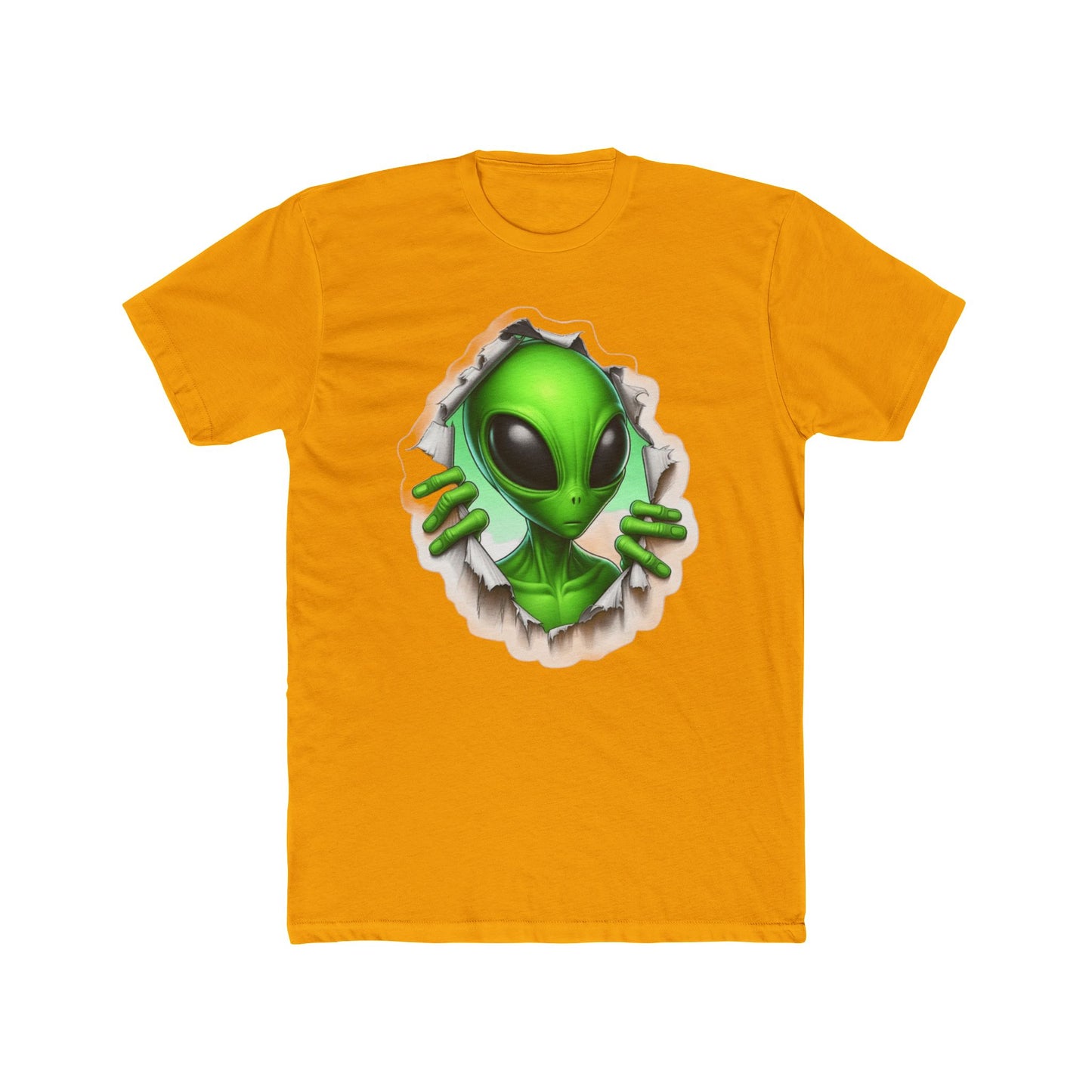 Alien Peeking Tee — Green Extraterrestrial Graphic T-Shirt