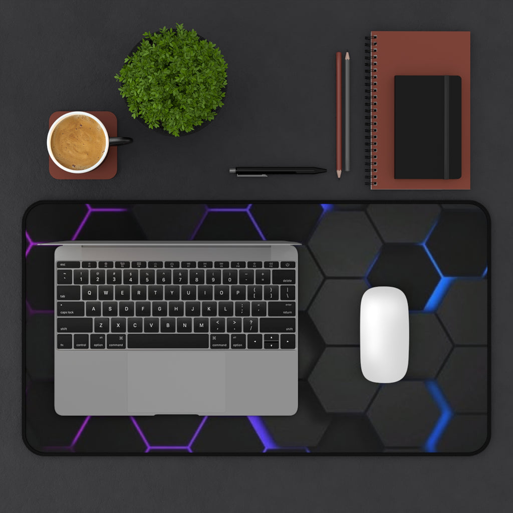 Hexagon Glow Desk Mat — RGB Black Gaming Deskpad