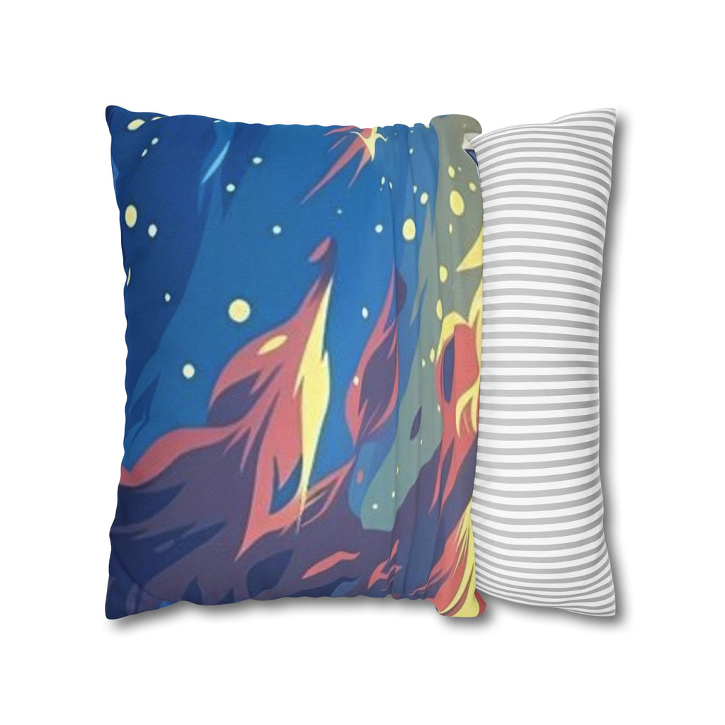 Aurora Flame Decorative Pillowcase — Abstract Night Sky Throw Pillow Cover