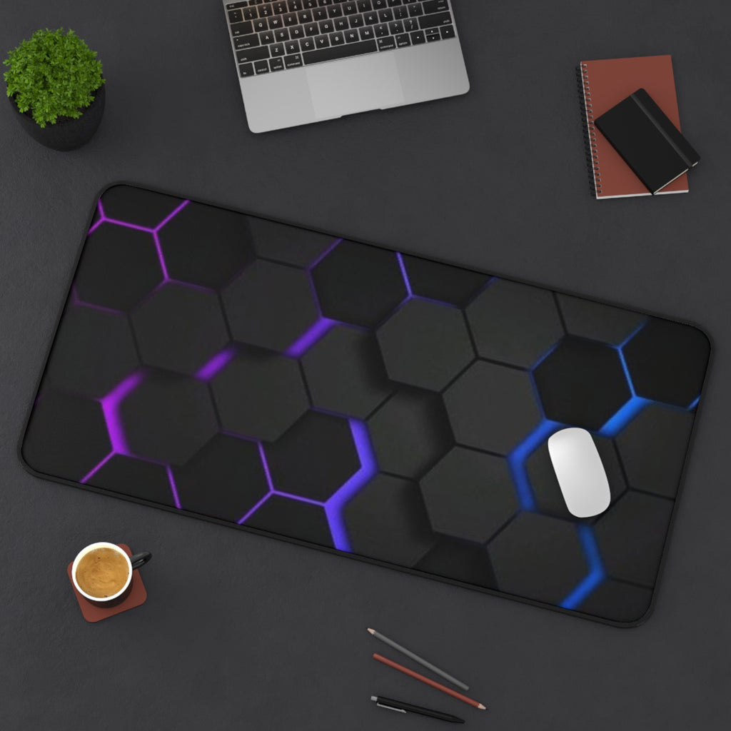 Hexagon Glow Desk Mat — RGB Black Gaming Deskpad