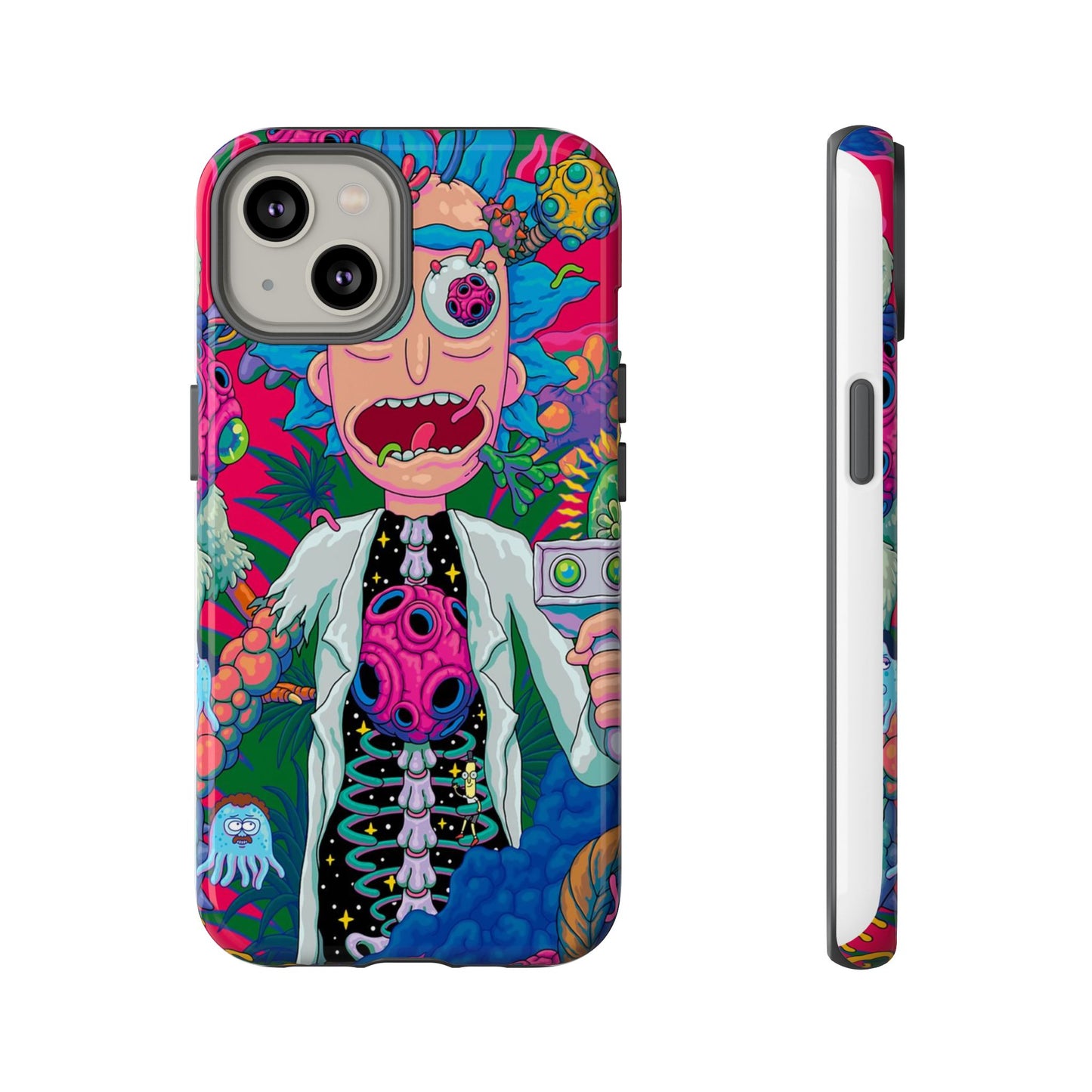Rick and Morty Psychedelic iPhone Tough Case – Colorful Cartoon Science Design