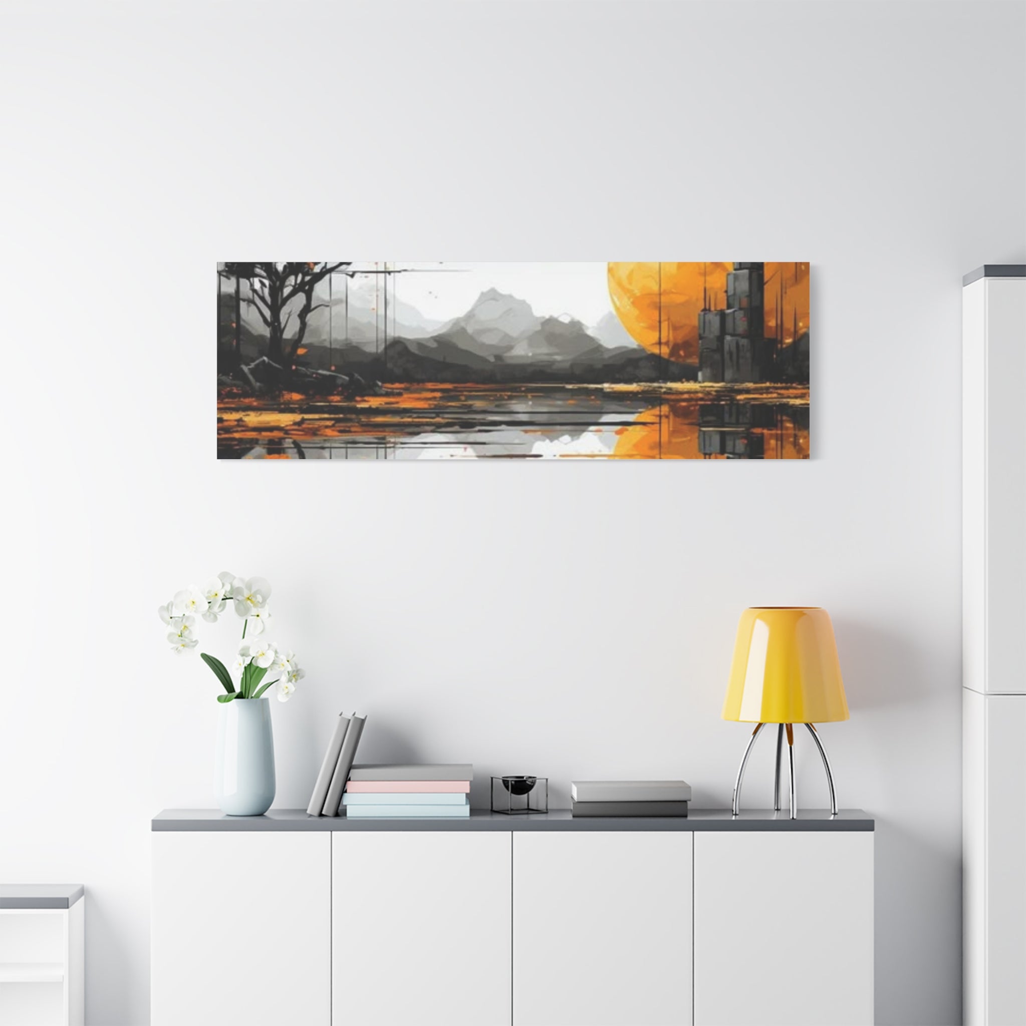 Autumn Lake Moon Matte Canvas Print — Stretched 1.25"