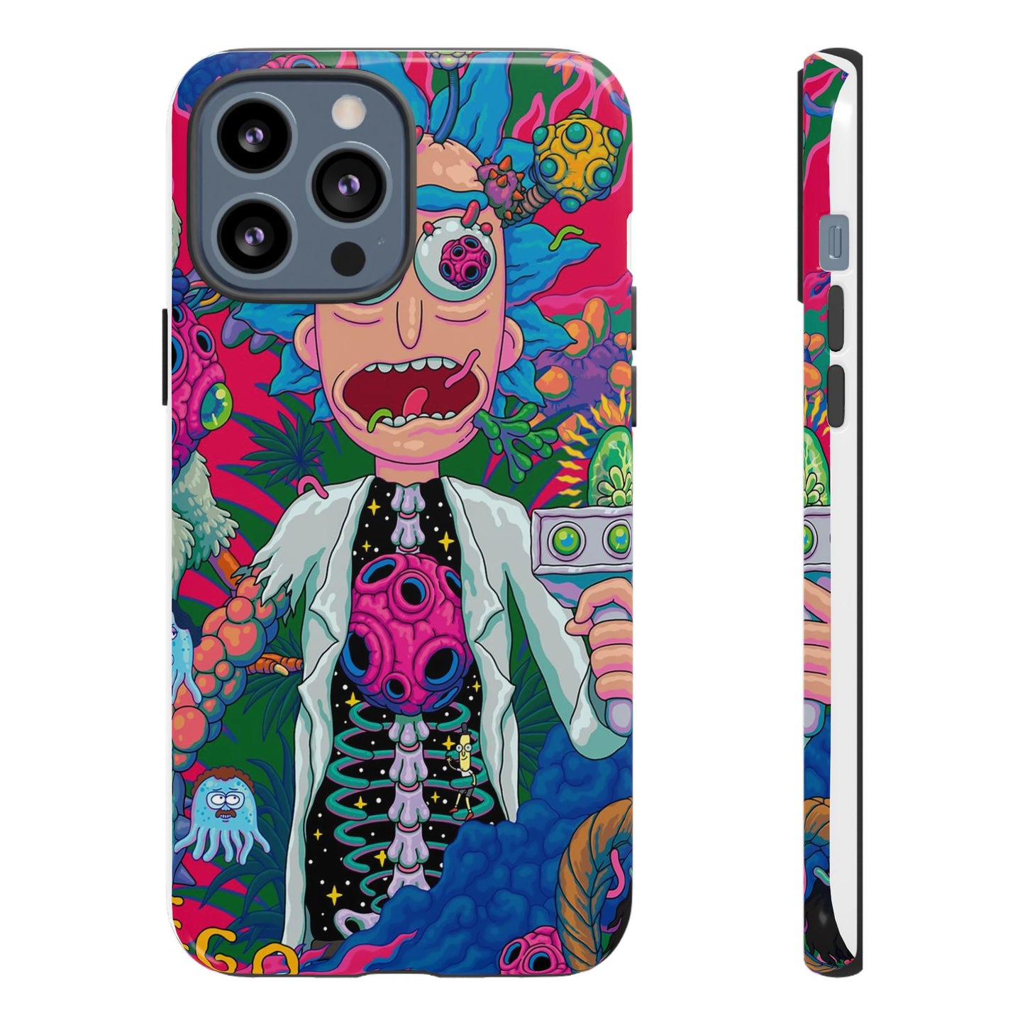 Rick and Morty Psychedelic iPhone Tough Case – Colorful Cartoon Science Design