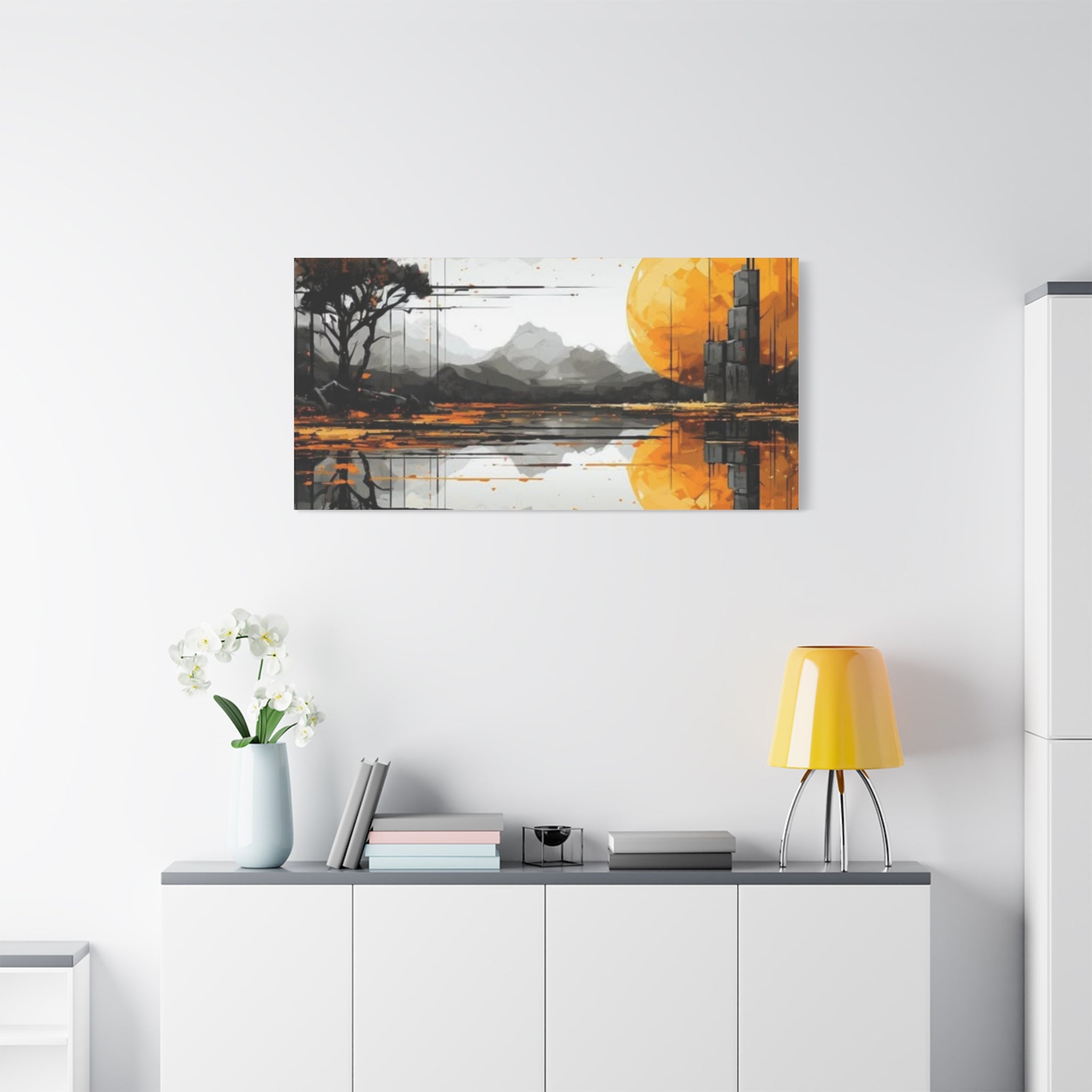Autumn Lake Moon Matte Canvas Print — Stretched 1.25"