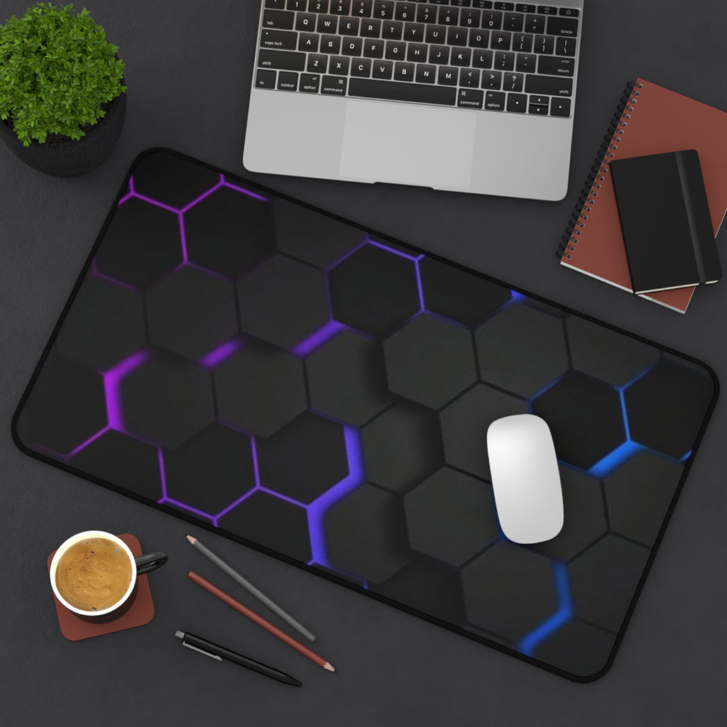 Hexagon Glow Desk Mat — RGB Black Gaming Deskpad