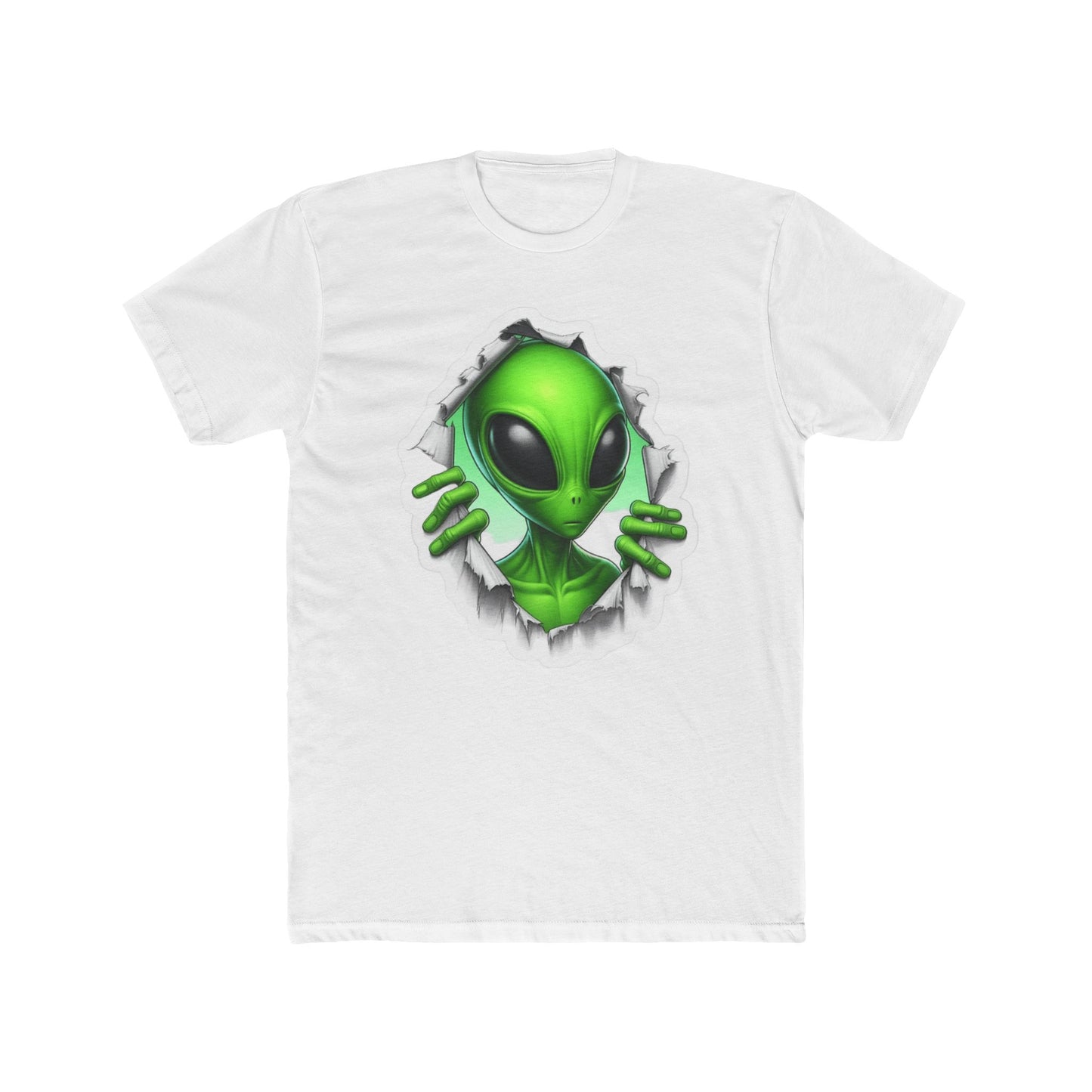 Alien Peeking Tee — Green Extraterrestrial Graphic T-Shirt