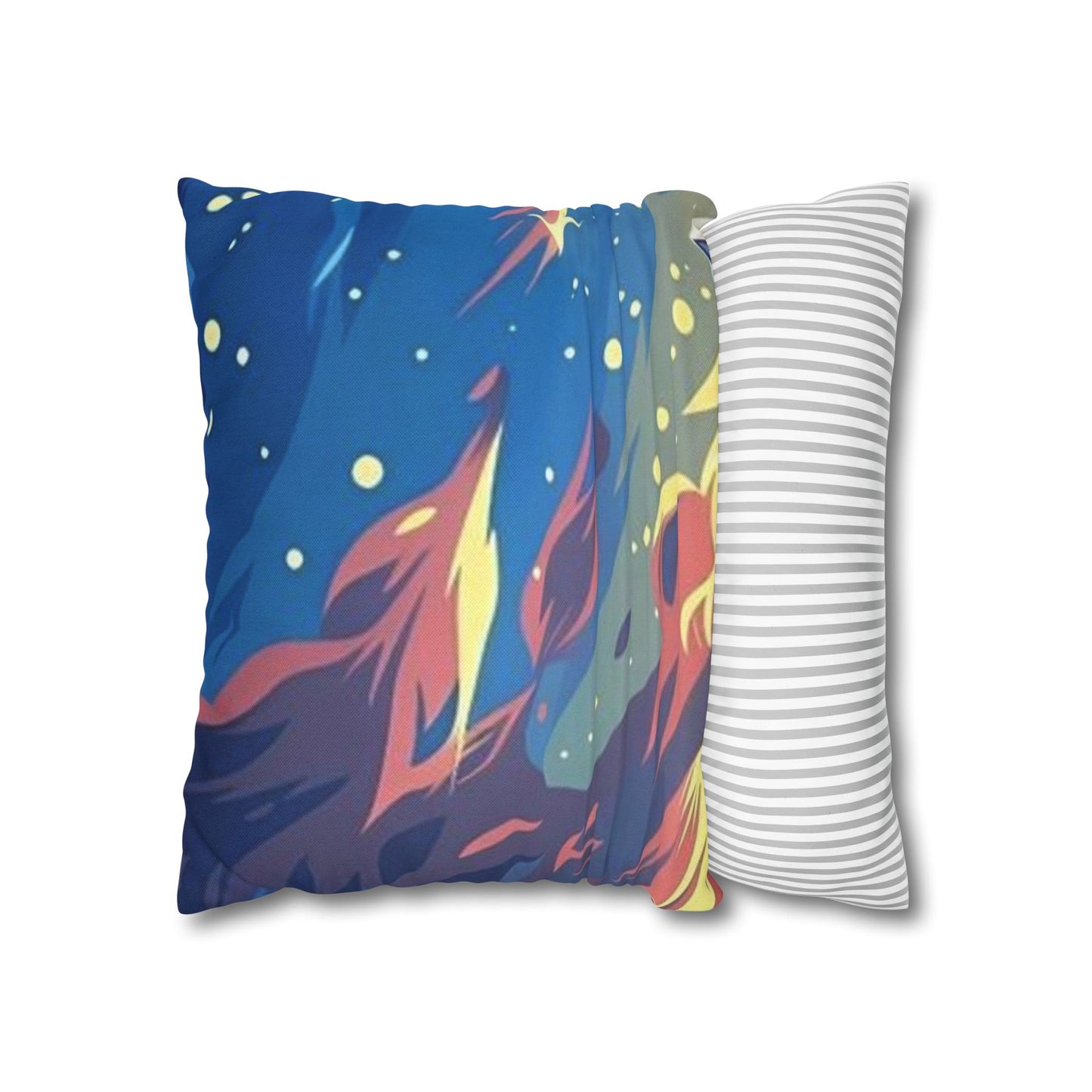 Aurora Flame Decorative Pillowcase — Abstract Night Sky Throw Pillow Cover