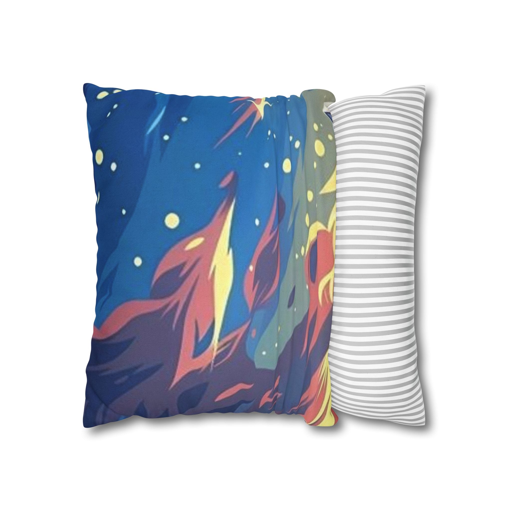 Aurora Flame Decorative Pillowcase — Abstract Night Sky Throw Pillow Cover