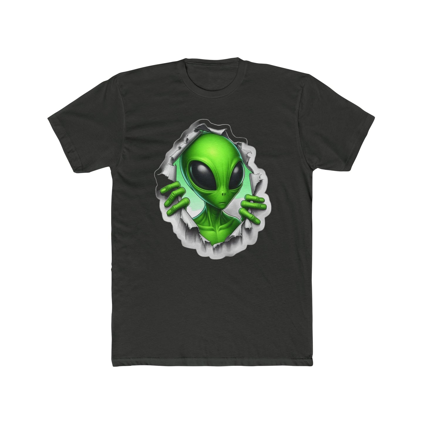 Alien Peeking Tee — Green Extraterrestrial Graphic T-Shirt
