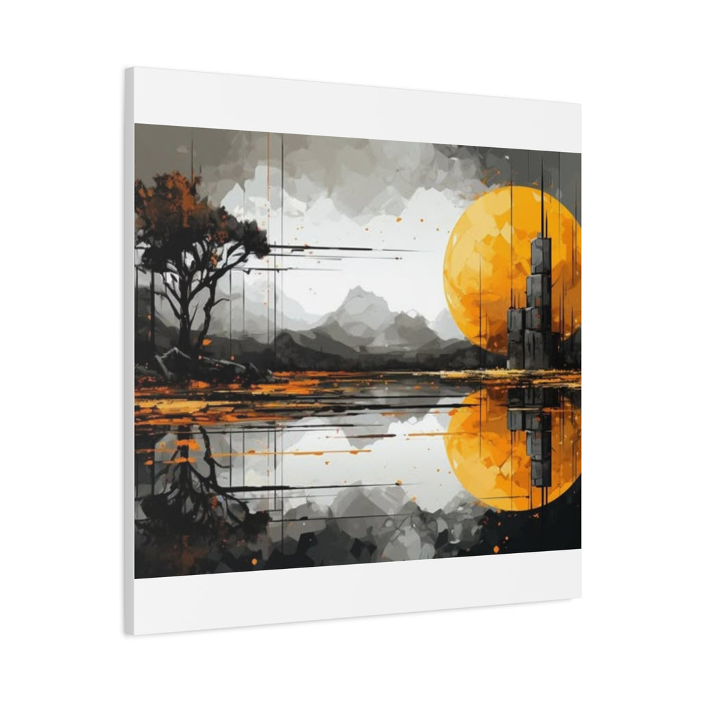 Autumn Lake Moon Matte Canvas Print — Stretched 1.25"
