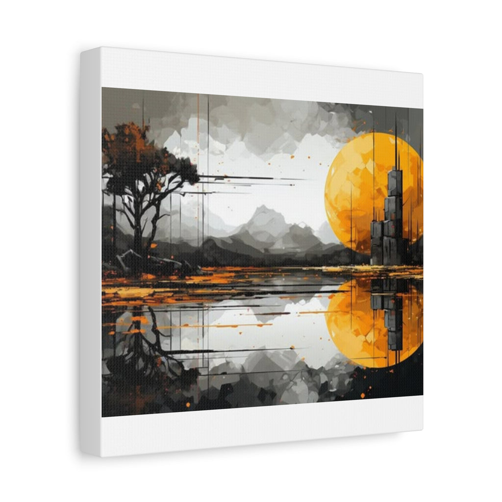 Autumn Lake Moon Matte Canvas Print — Stretched 1.25"