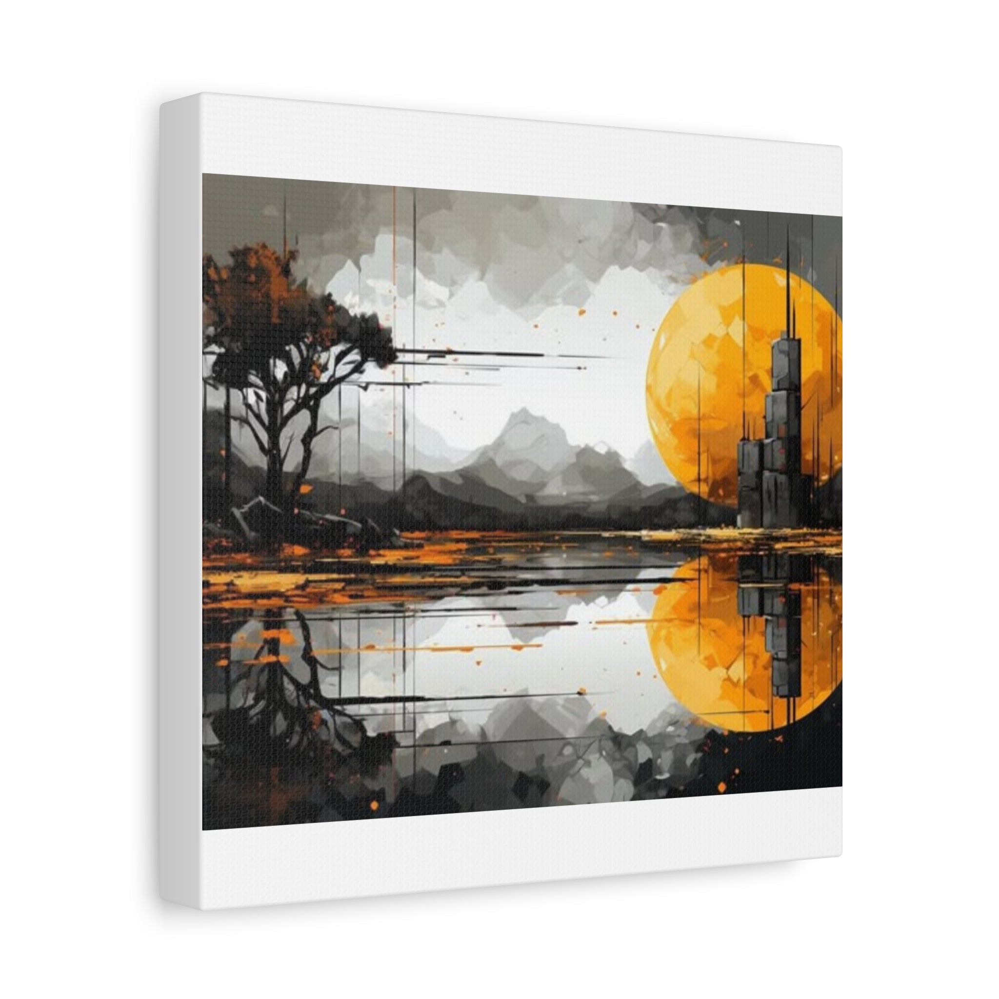 Autumn Lake Moon Matte Canvas Print — Stretched 1.25"