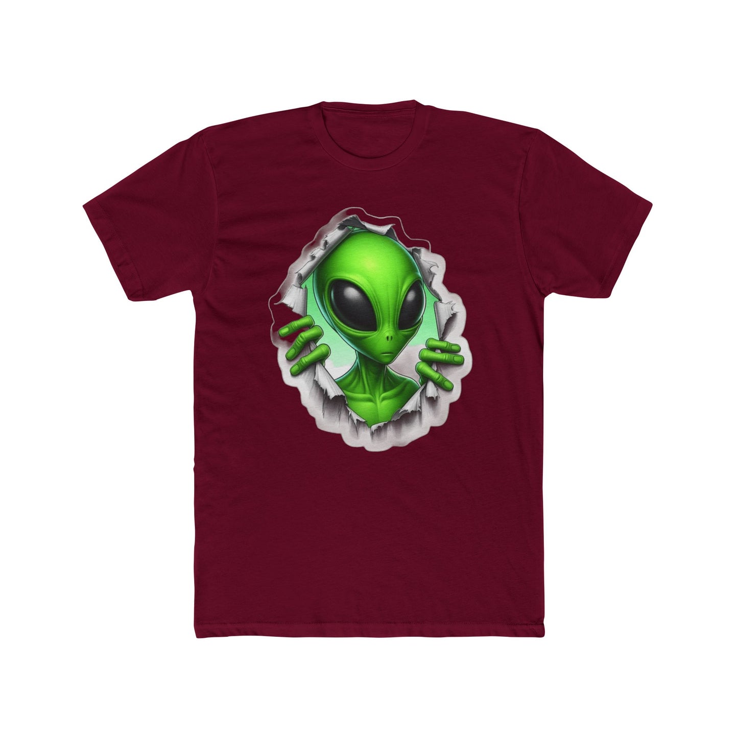 Alien Peeking Tee — Green Extraterrestrial Graphic T-Shirt