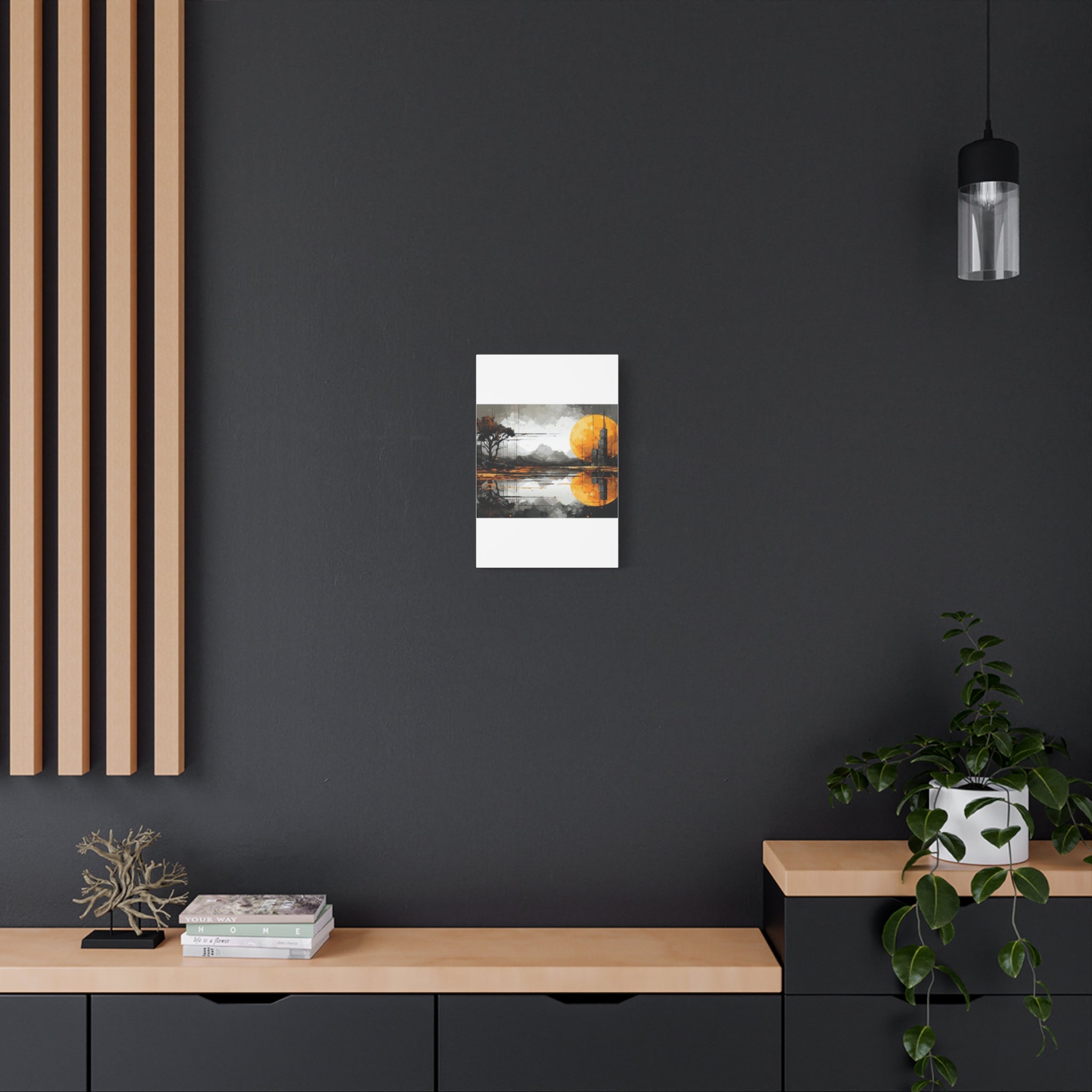 Autumn Lake Moon Matte Canvas Print — Stretched 1.25"