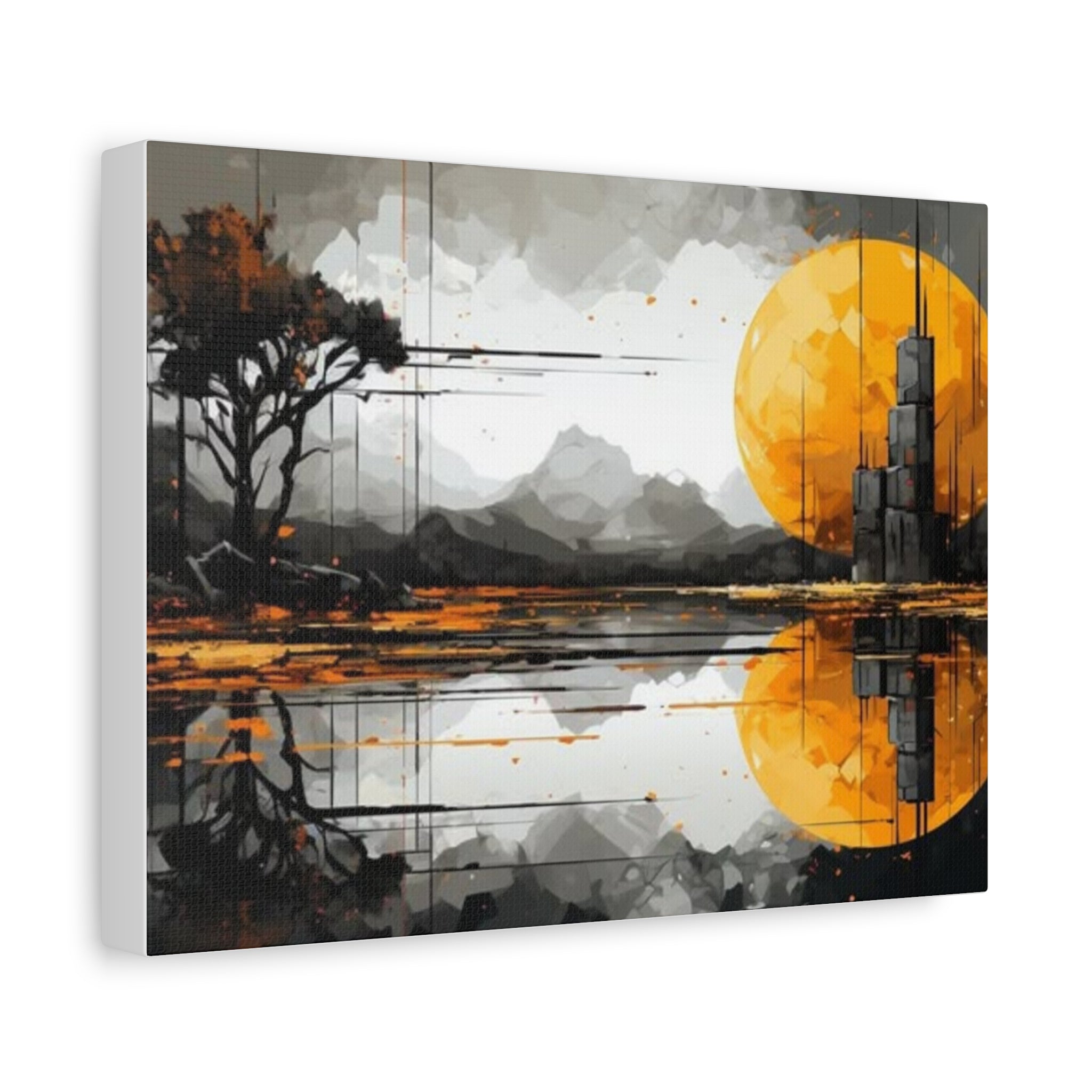 Autumn Lake Moon Matte Canvas Print — Stretched 1.25"