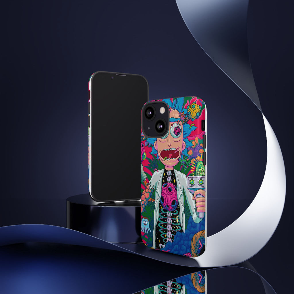 Rick and Morty Psychedelic iPhone Tough Case – Colorful Cartoon Science Design