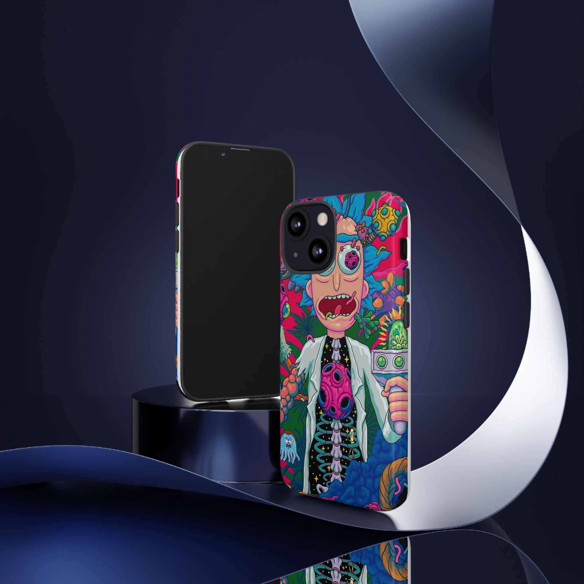 Rick and Morty Psychedelic iPhone Tough Case – Colorful Cartoon Science Design