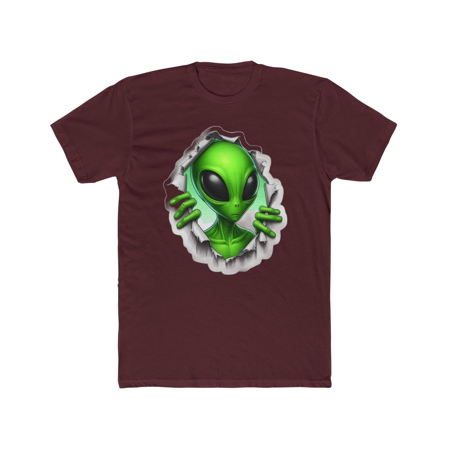 Alien Peeking Tee — Green Extraterrestrial Graphic T-Shirt