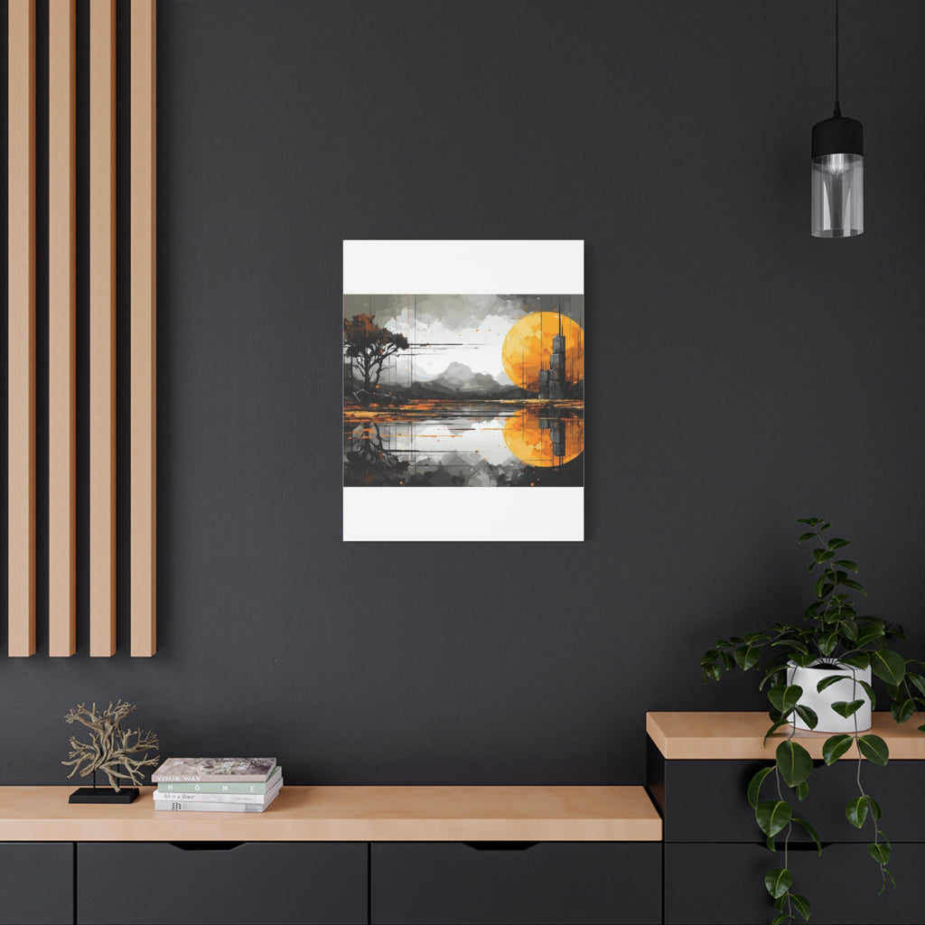 Autumn Lake Moon Matte Canvas Print — Stretched 1.25"
