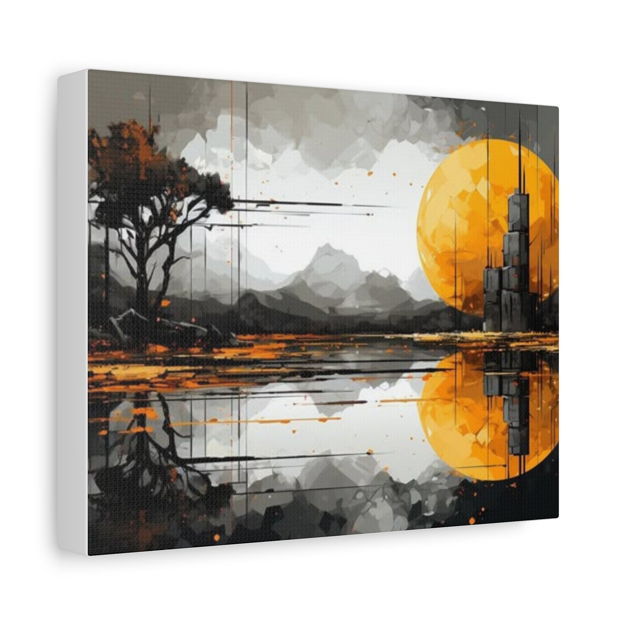 Autumn Lake Moon Matte Canvas Print — Stretched 1.25"