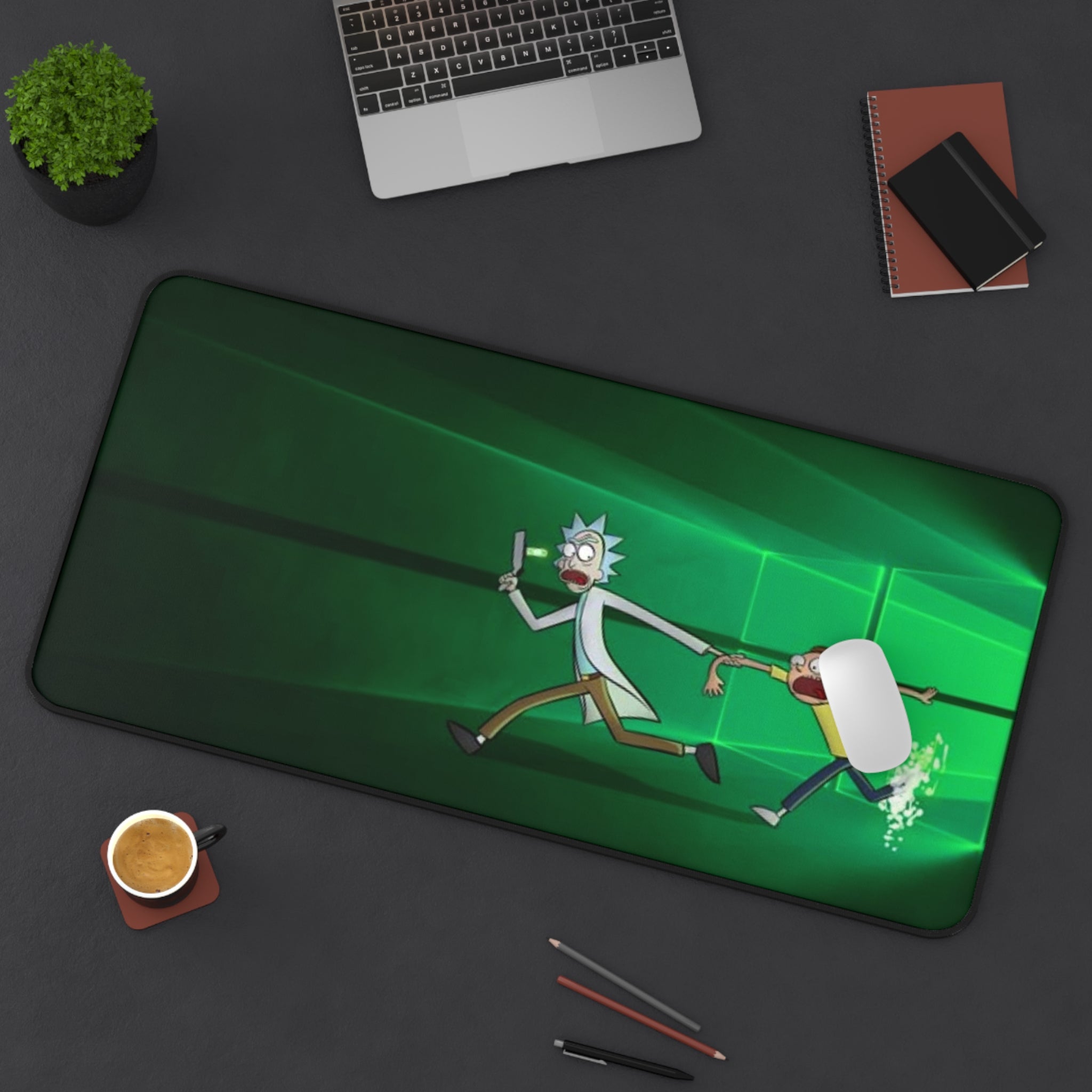 Rick and Morty Portal Chase Desk Mat — Sci‑Fi Cartoon Mouse Pad for Gamers & Fans
