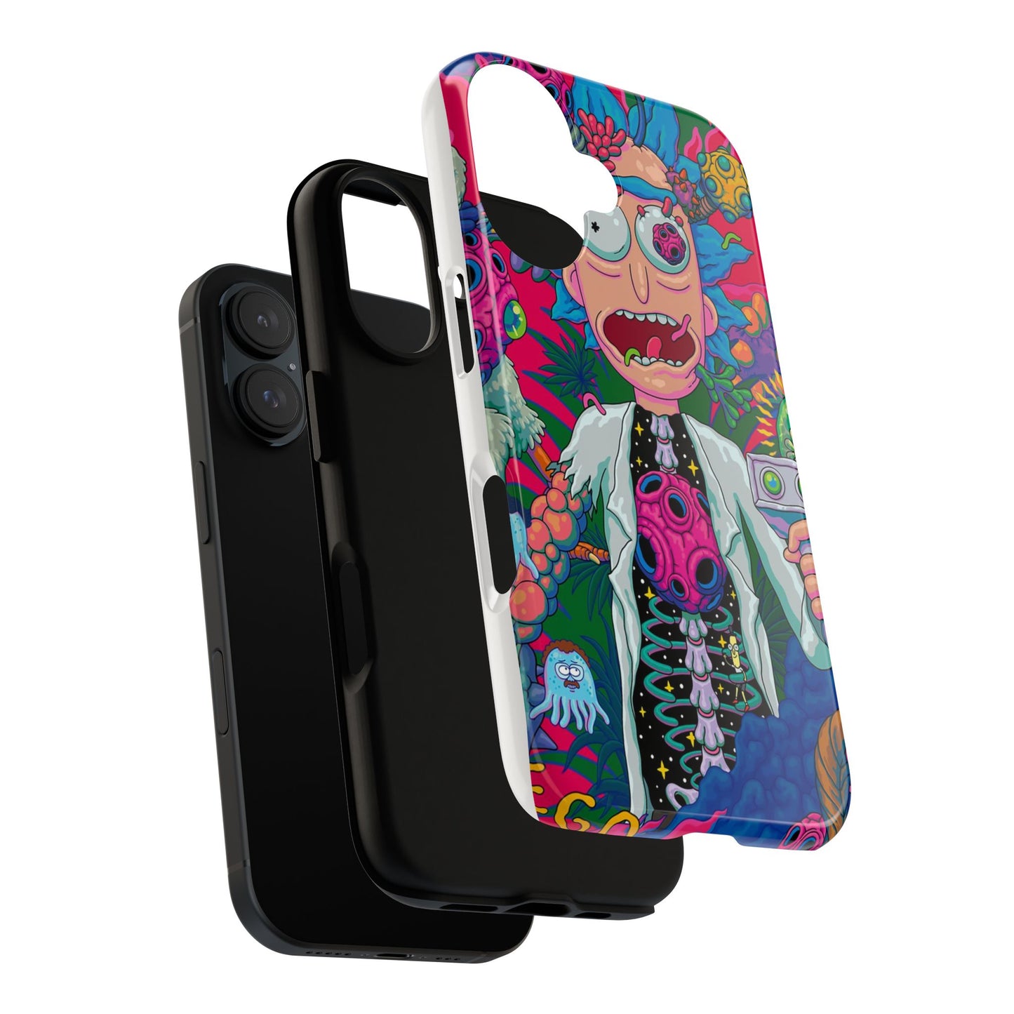 Rick and Morty Psychedelic iPhone Tough Case – Colorful Cartoon Science Design